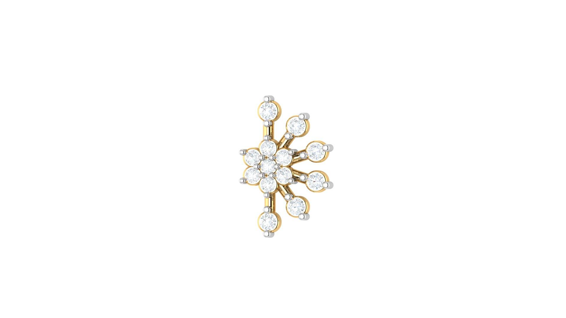 Floral Cluster Diamond Nosepin , Yellow Gold , 18 K