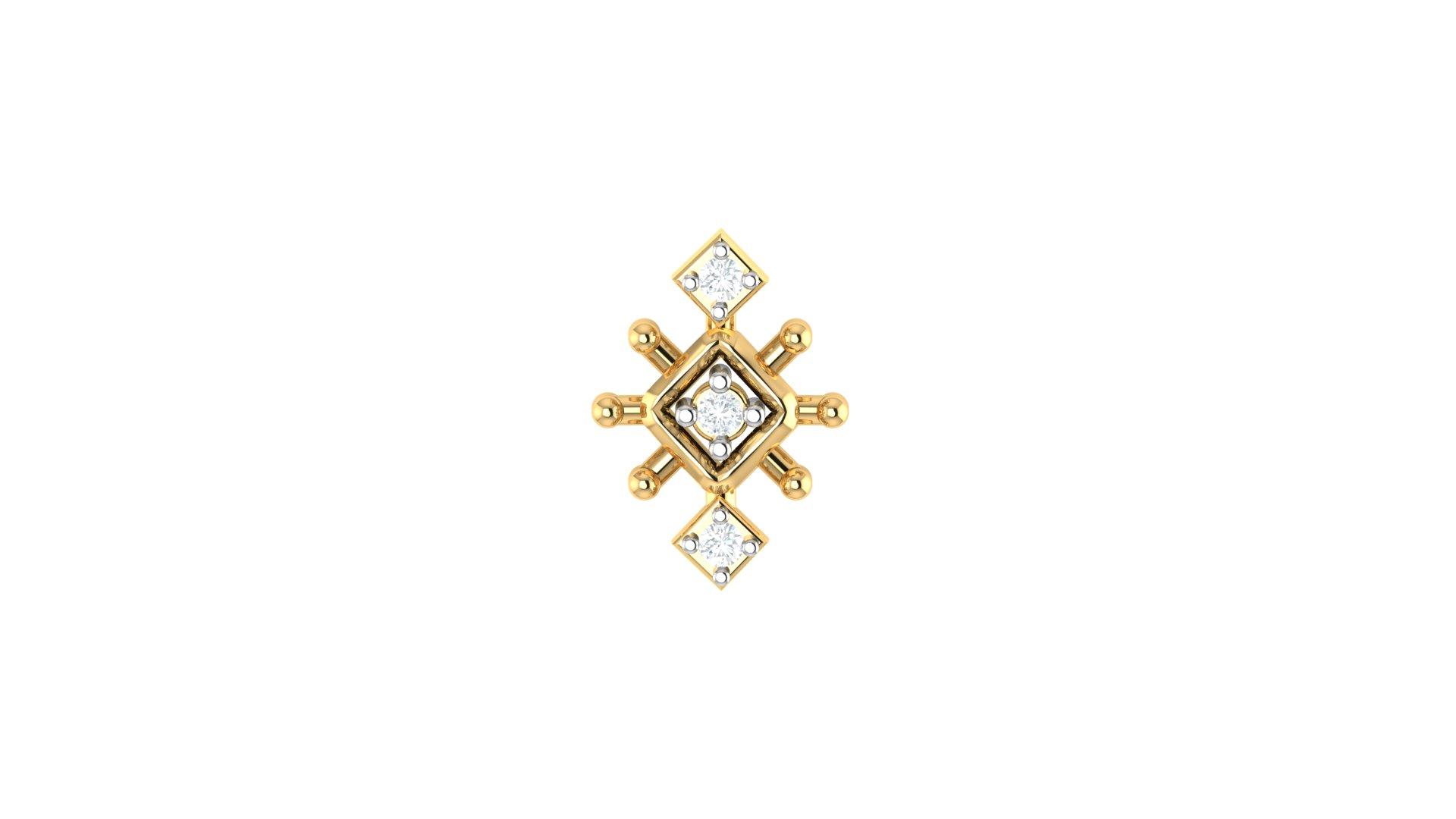 Royal Diamond Nose Pin , Yellow Gold , 18 K