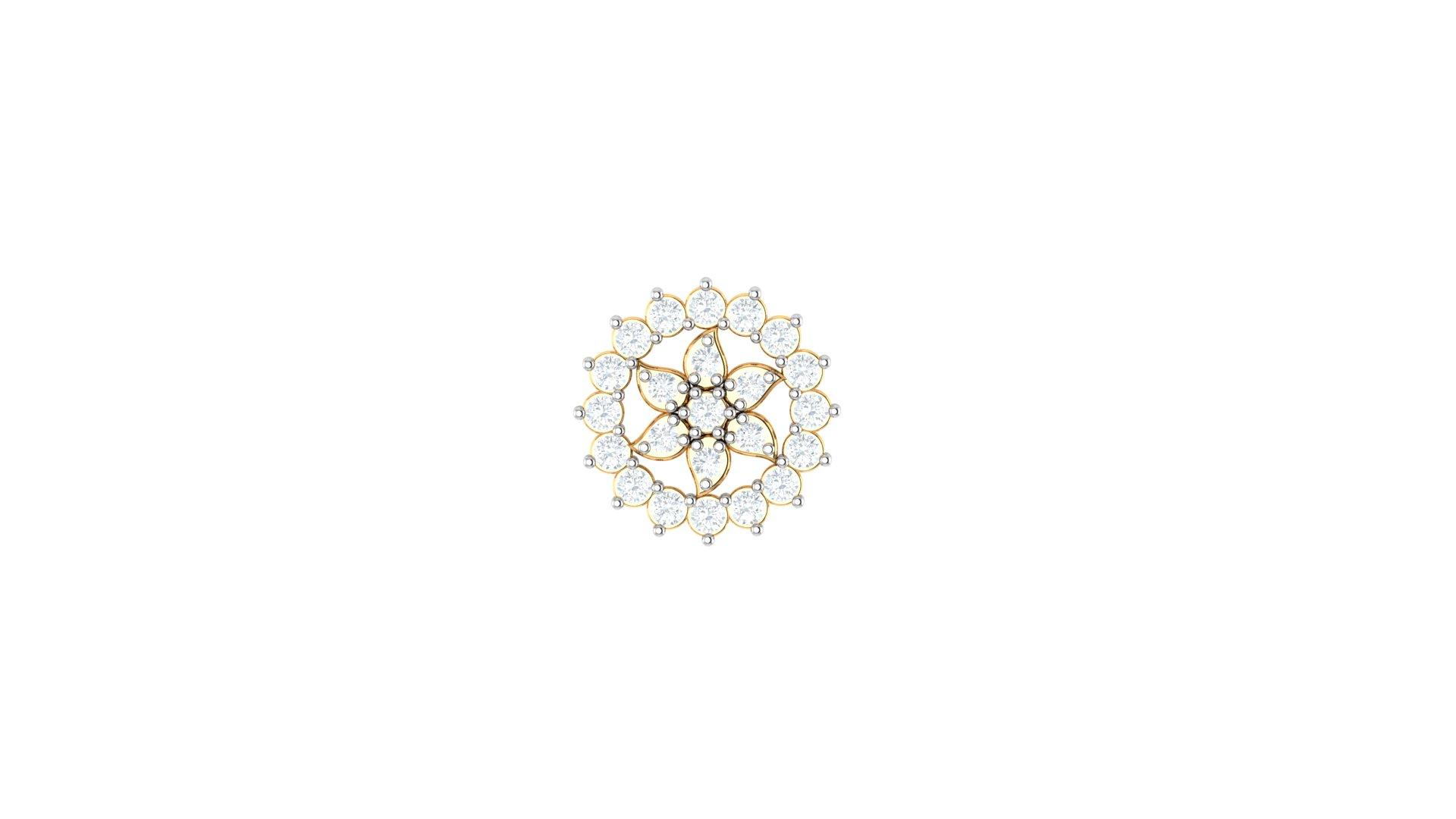 Floral Petal Diamond Nose Pin , Yellow Gold , 18 K