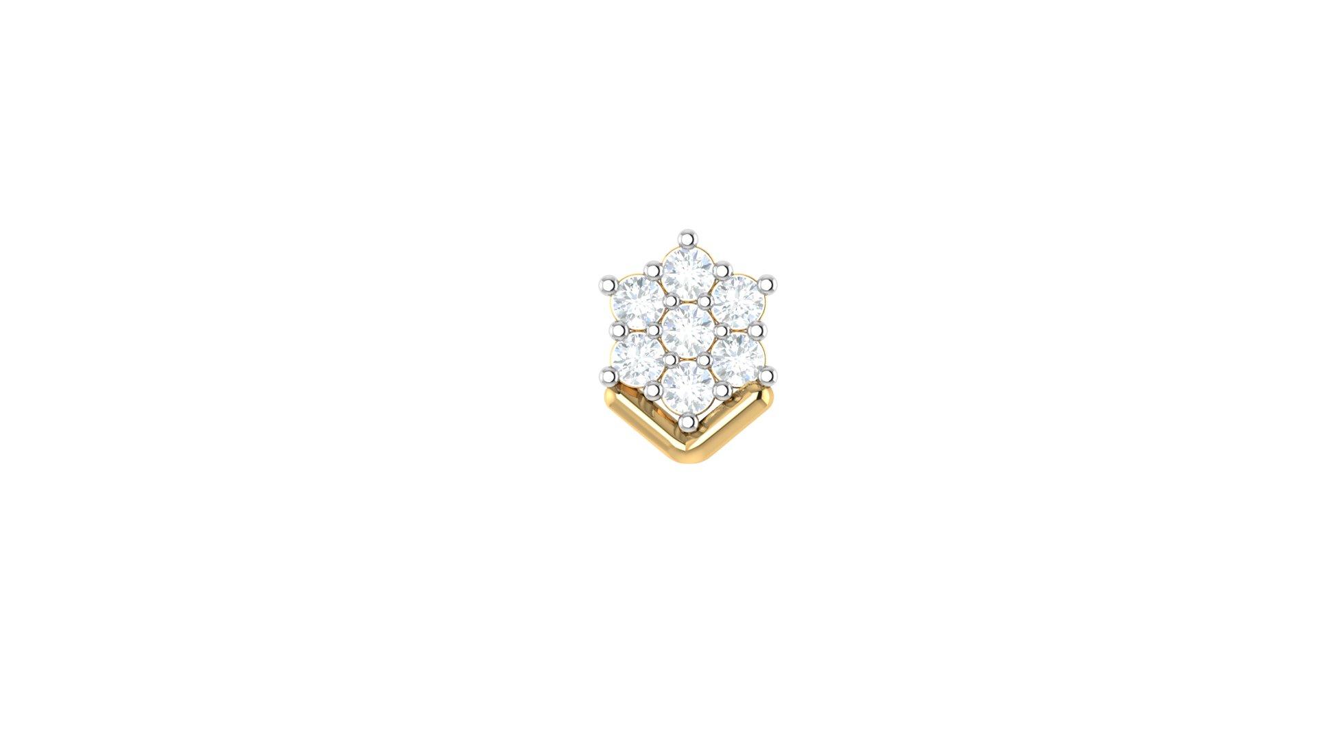 Floral Cluster nosepin , Yellow Gold , 18 K