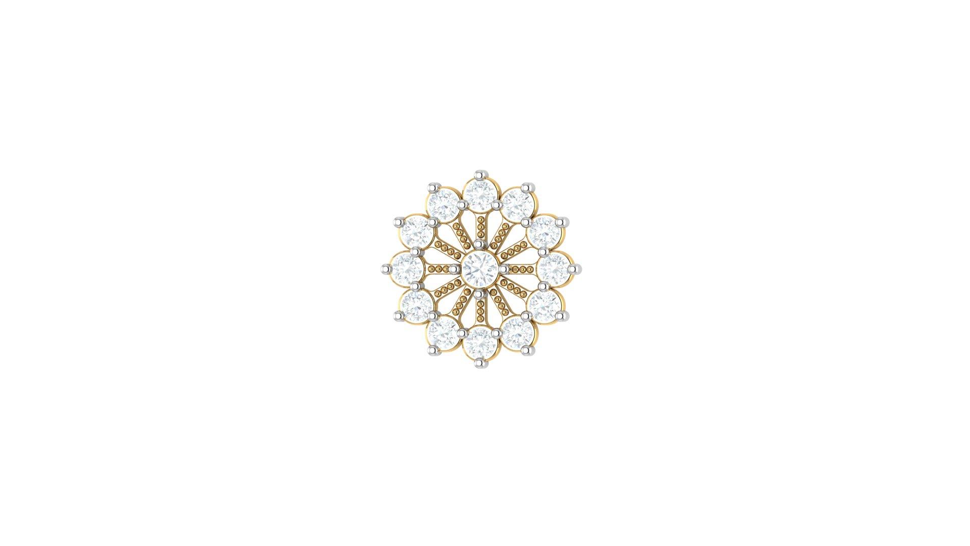 Halo Diamond Nosepin , Yellow Gold , 18 K