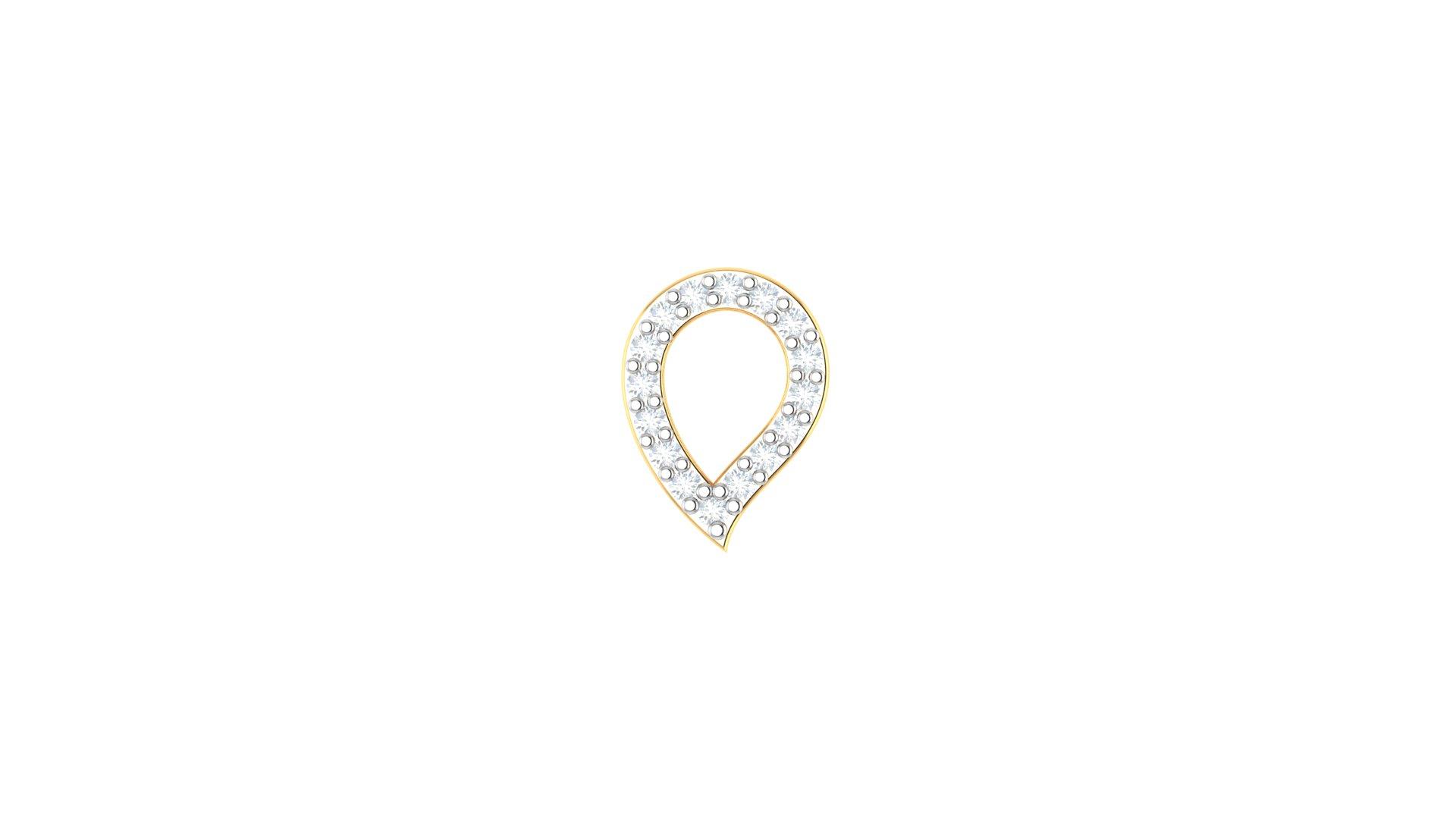 Teardrop Halo Diamond Nosepin , Yellow Gold , 18 K