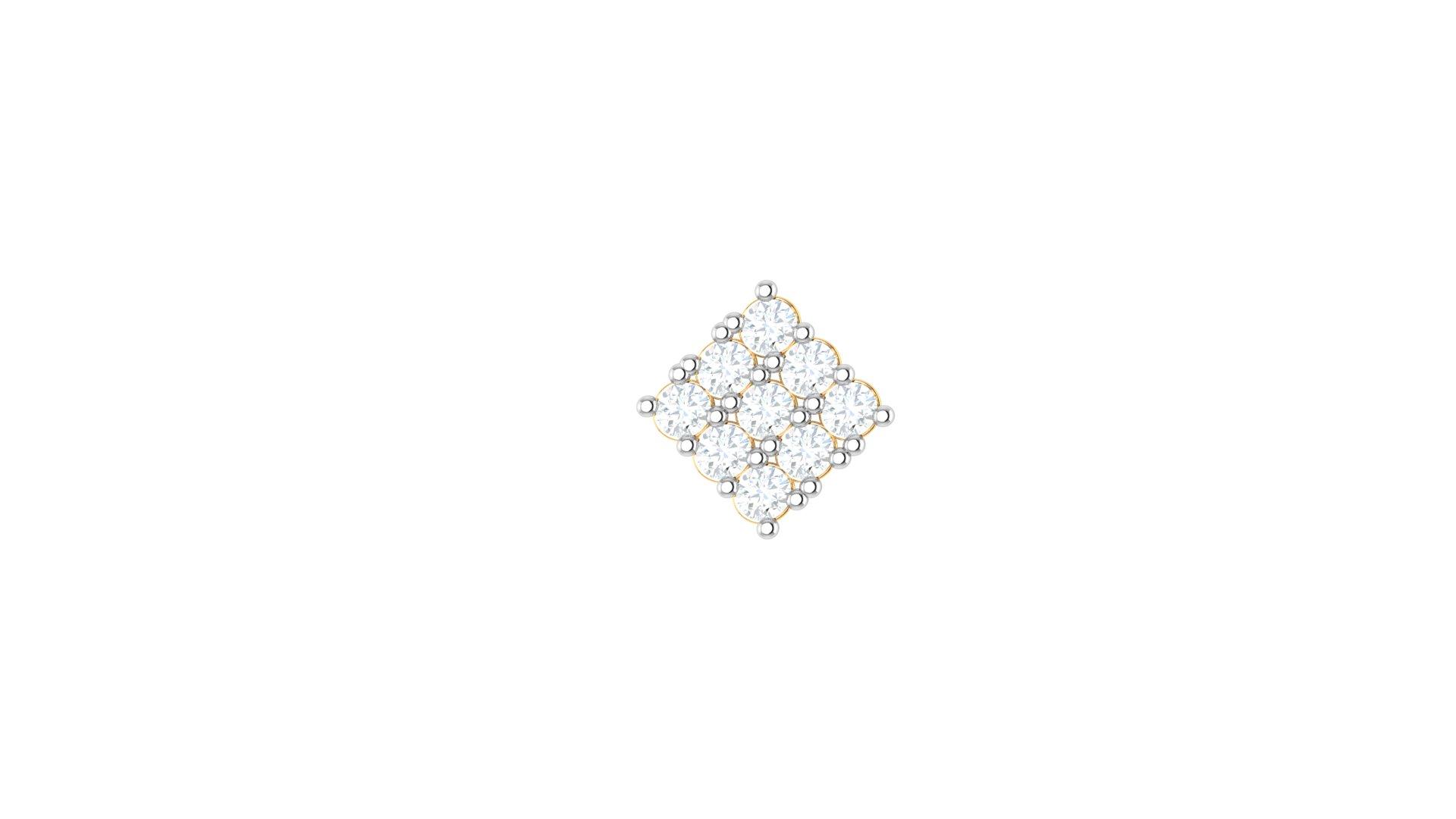 Square Diamond Nosepin , Yellow Gold , 18 K