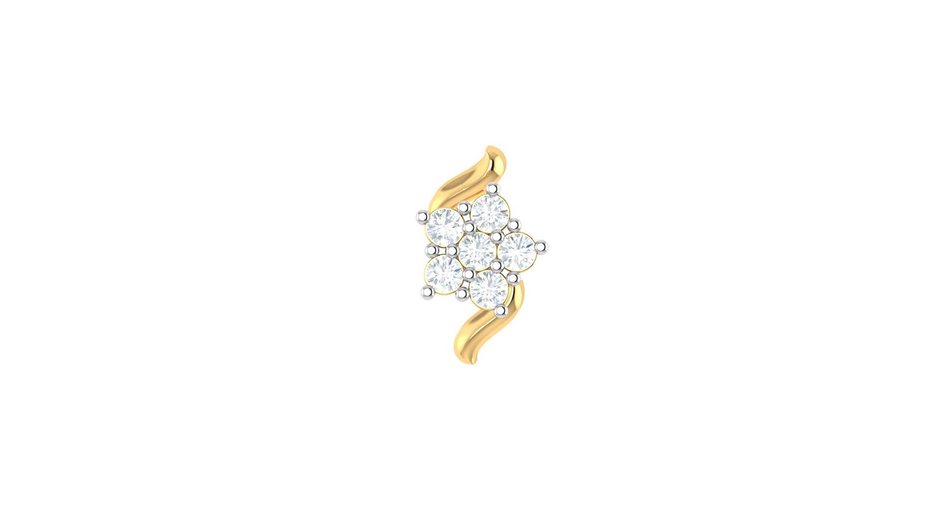 Floral Cluster Diamond Nose Pin , Yellow Gold , 18 K