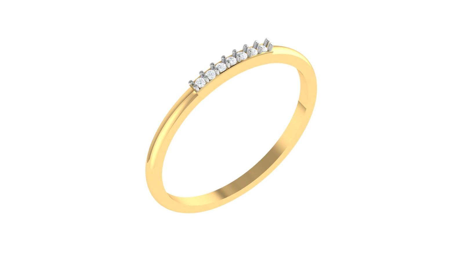 Celeste Diamond Curve Ring , 7MM , 18 K , Yellow Gold