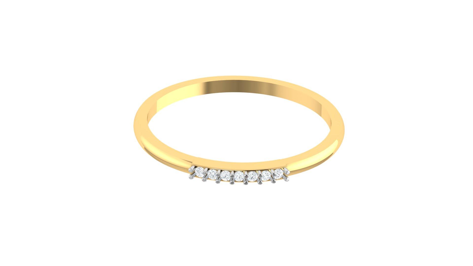 Celeste Diamond Curve Ring , 7MM , 18 K , Yellow Gold