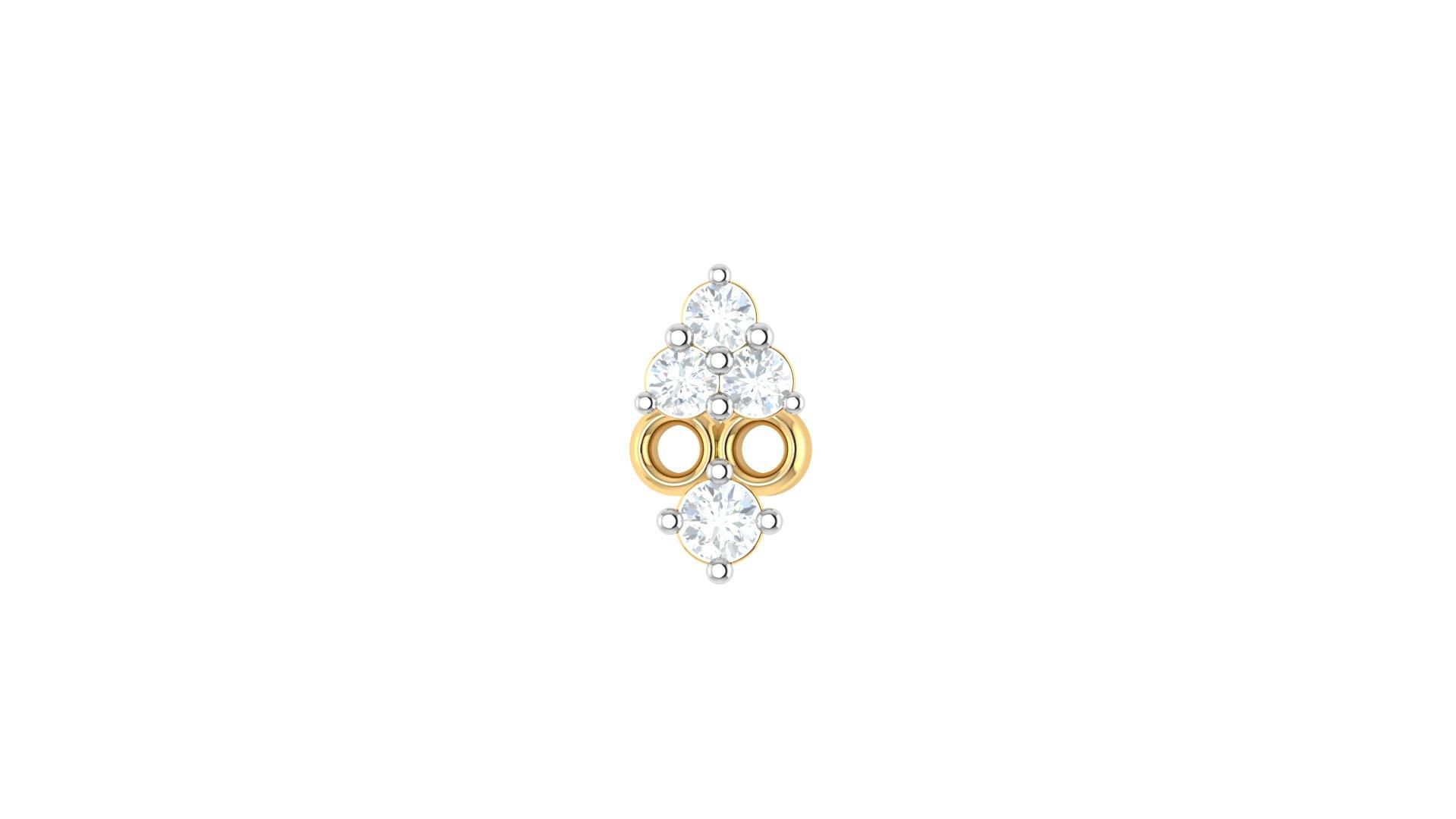 Flora Grace Diamond Nosepin , Yellow Gold , 18 K