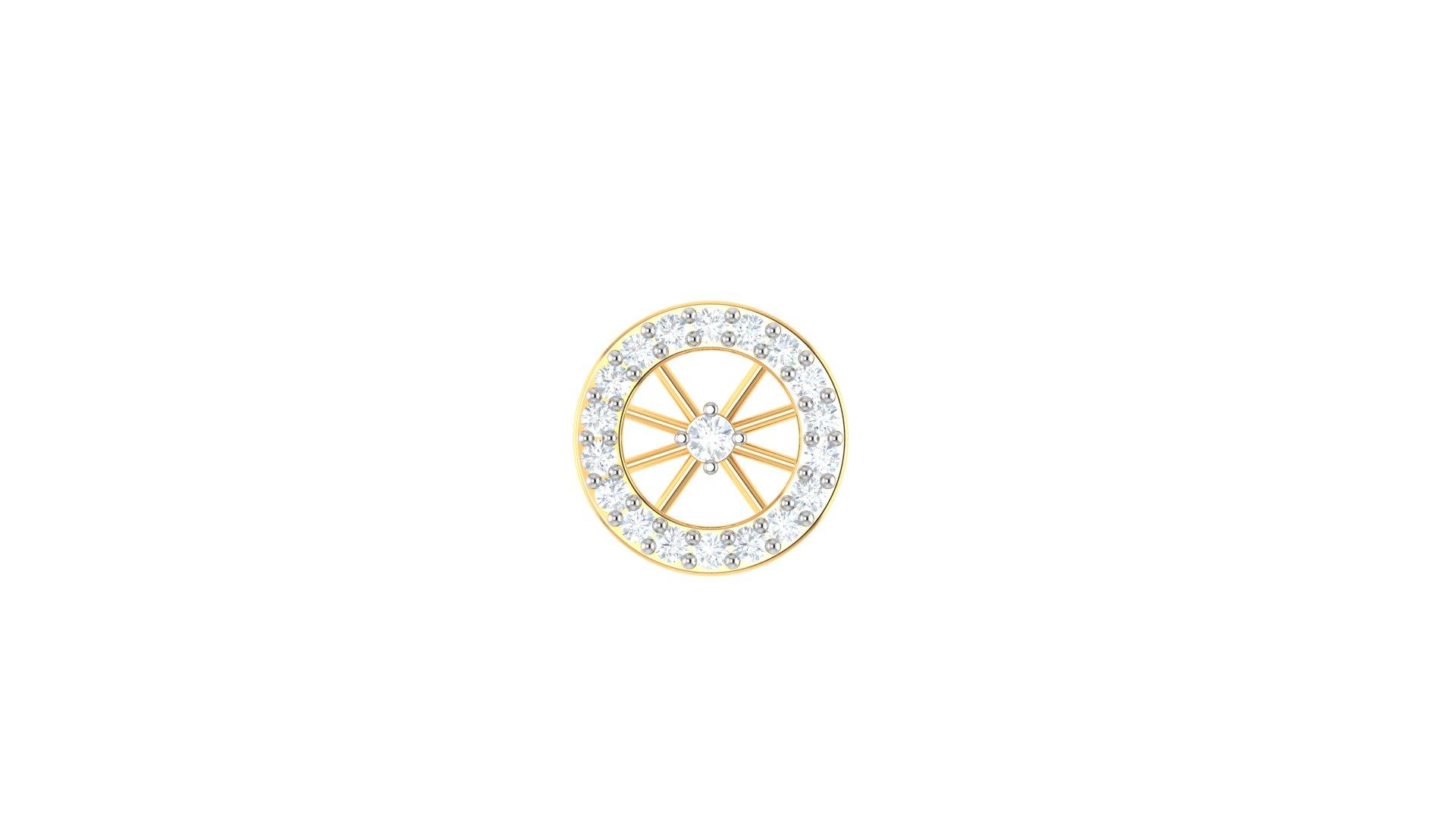 Round Halo Diamond Nosepin , Yellow Gold , 18 K