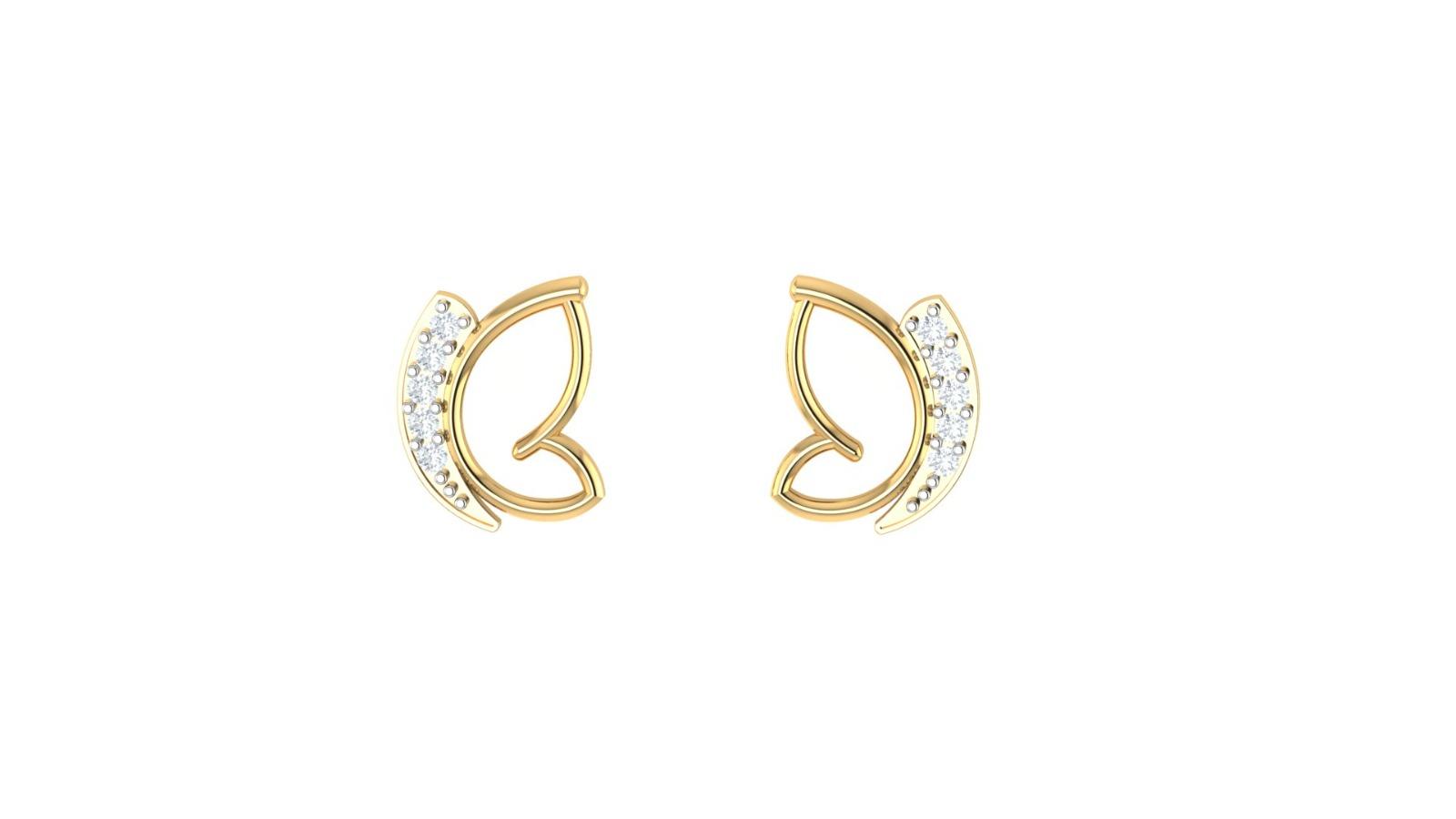 Elegant Butterfly Diamond Earrings , Yellow Gold , 18 K