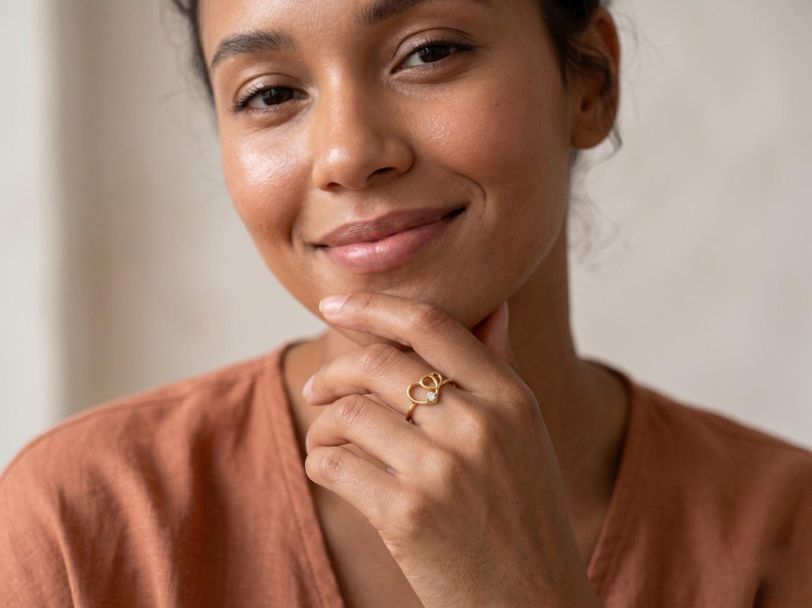 Intertwined Heart Motif Ring , 7MM , 18 K , Yellow Gold
