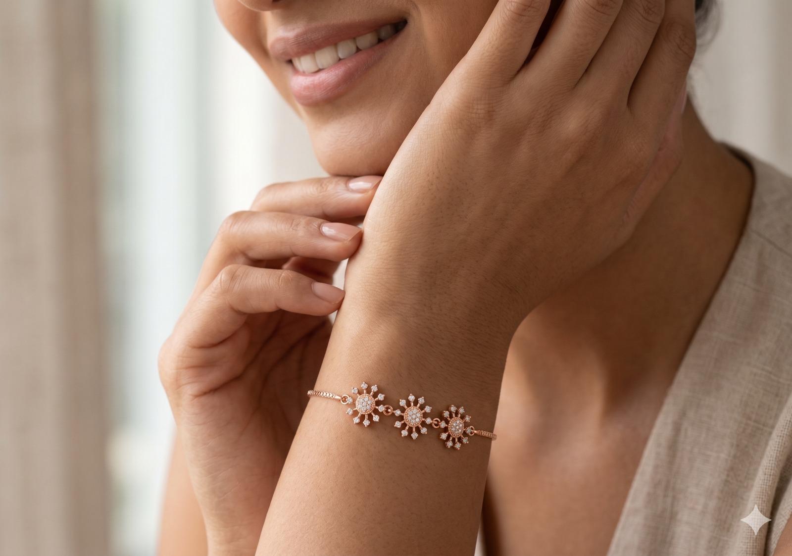 Astra Rose Bracelet , 5.5 Inch , Yellow Gold , 18 K