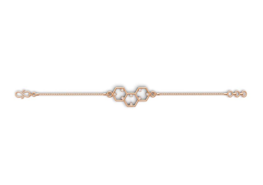 Hexagonal Harmony Bracelet , 5.5 Inch , Yellow Gold , 18 K