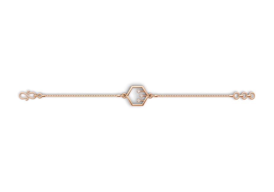 Hexagon Bracelet , 5.5 Inch , Yellow Gold , 18 K