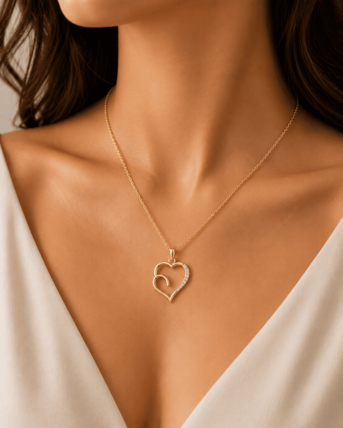 open heart pendant , Yellow Gold , 18 K
