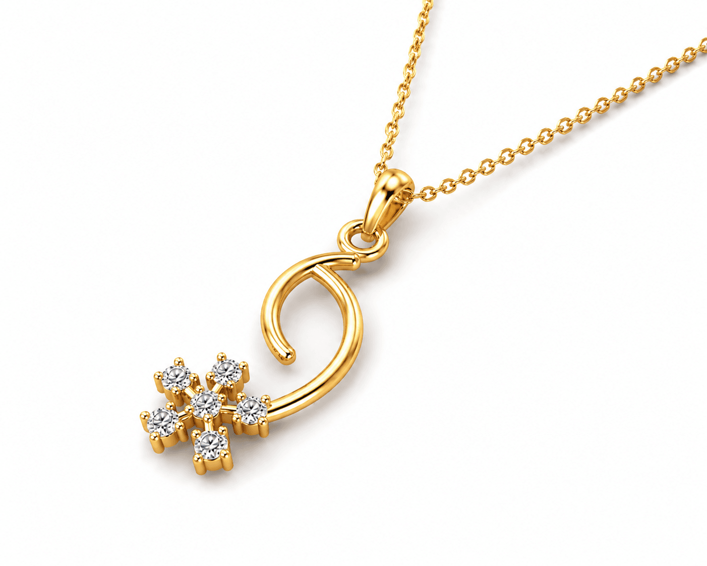 Aurora Flower Pendant , Yellow Gold , 18 K