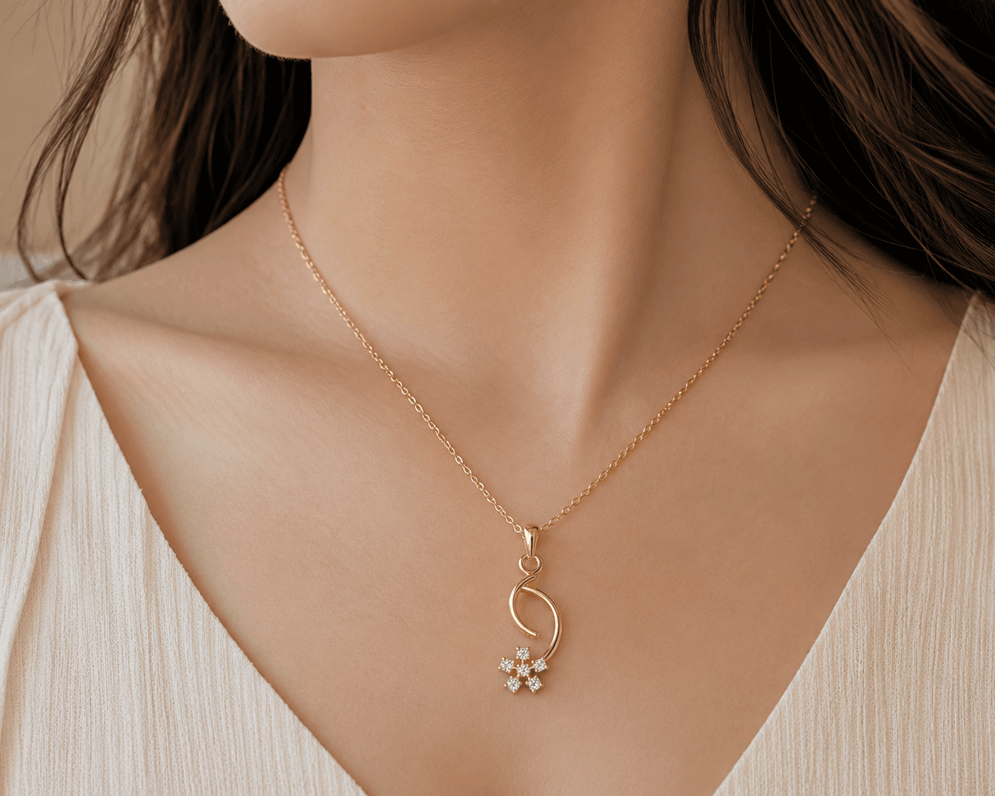 Aurora Flower Pendant , Yellow Gold , 18 K