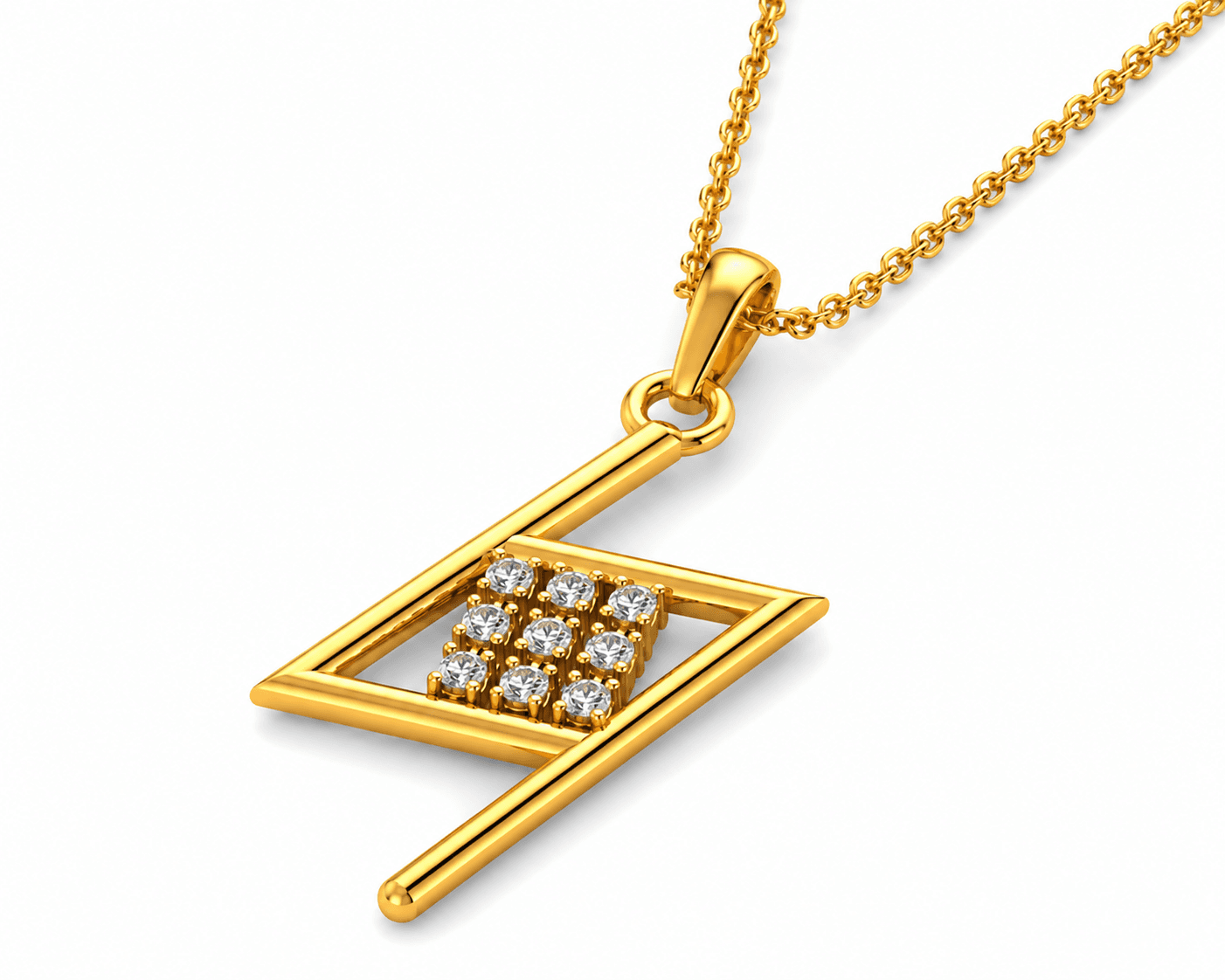 Lightning Bolt Pendant , Yellow Gold , 18 K