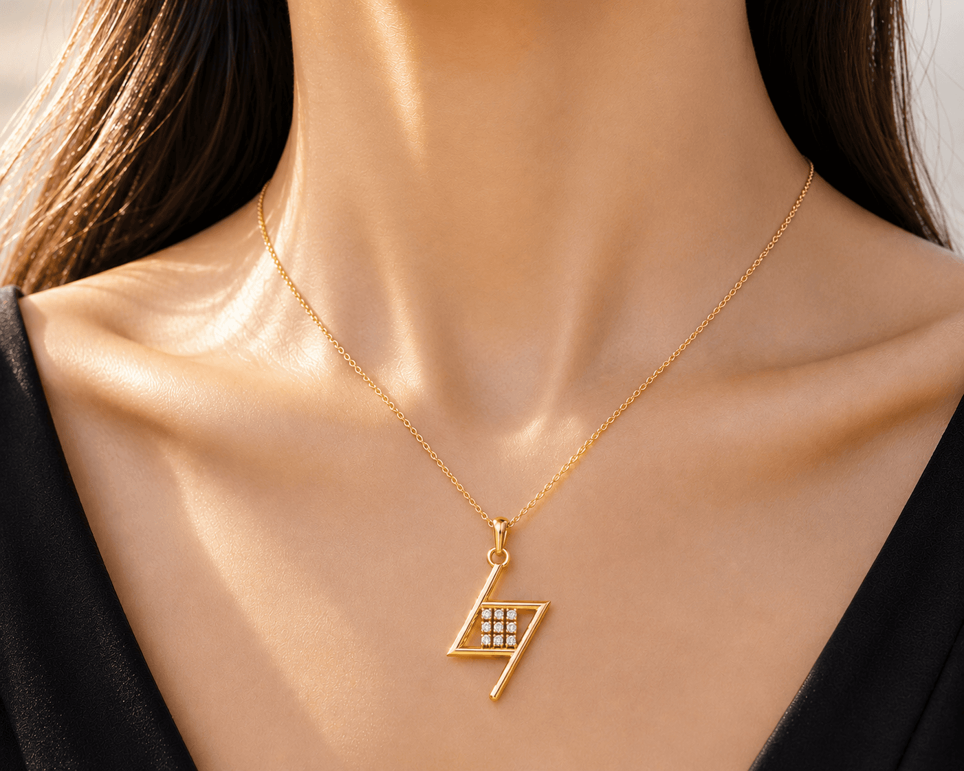 Lightning Bolt Pendant , Yellow Gold , 18 K