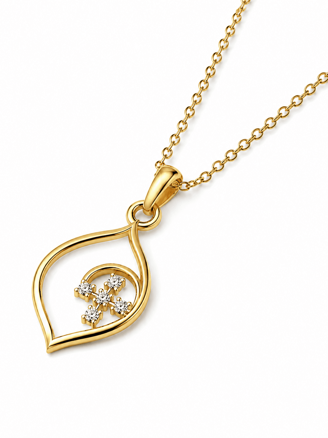 Luna Leaf Pendant , Yellow Gold , 18 K