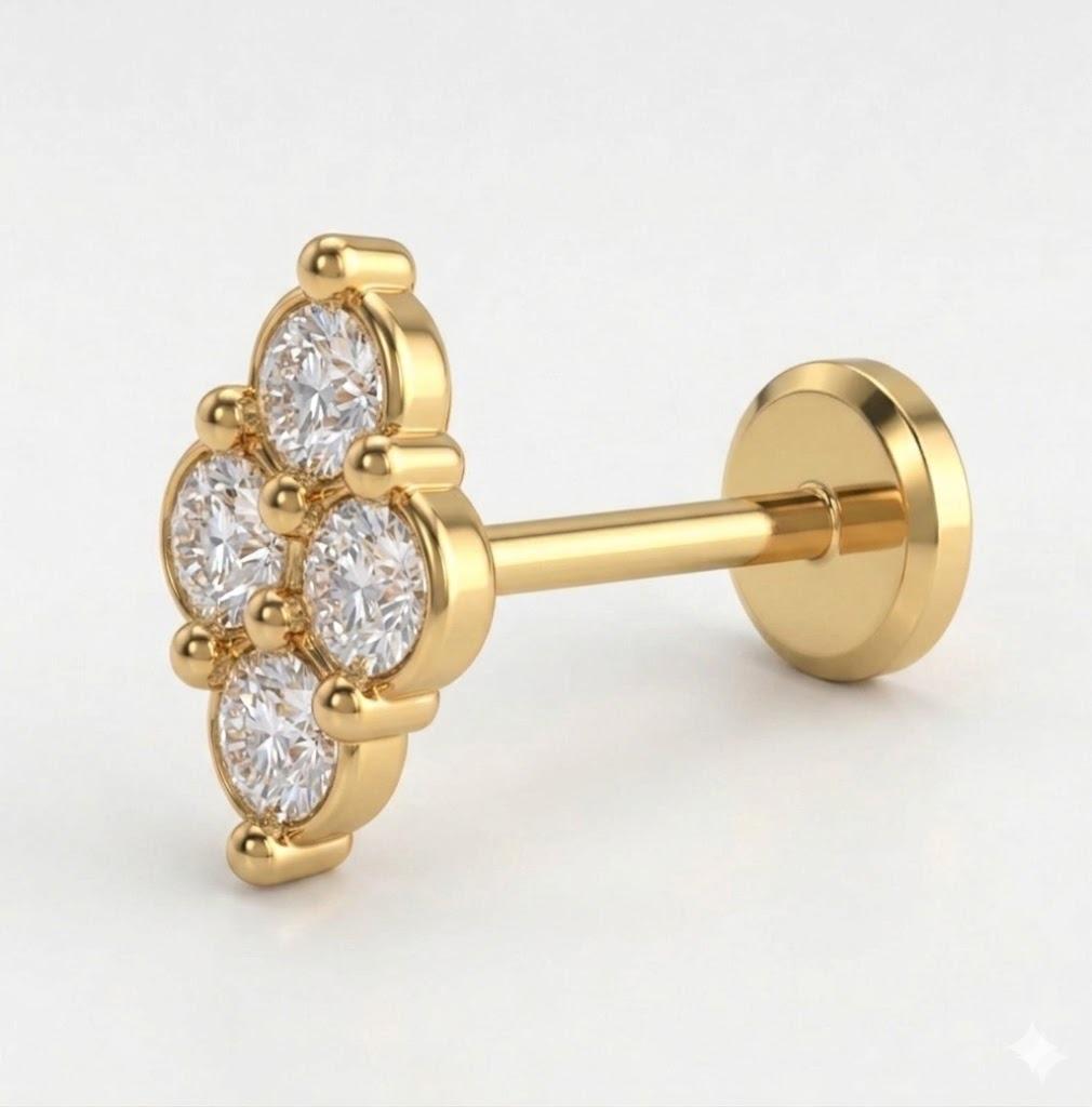 Bloom Diamond Nose Pin , Yellow Gold , 18 K