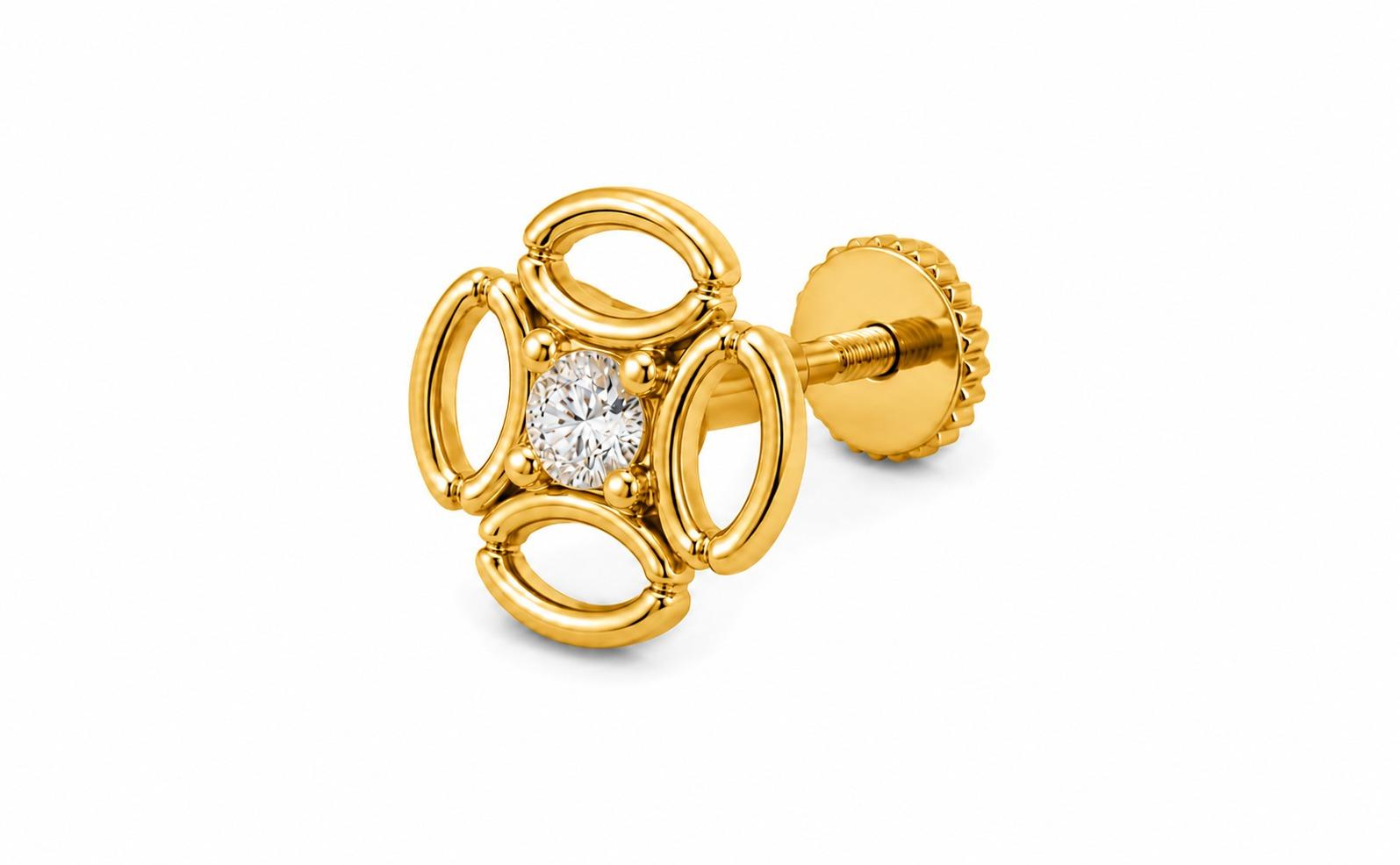 Eterna Circle Nose Pin , Yellow Gold , 18 K