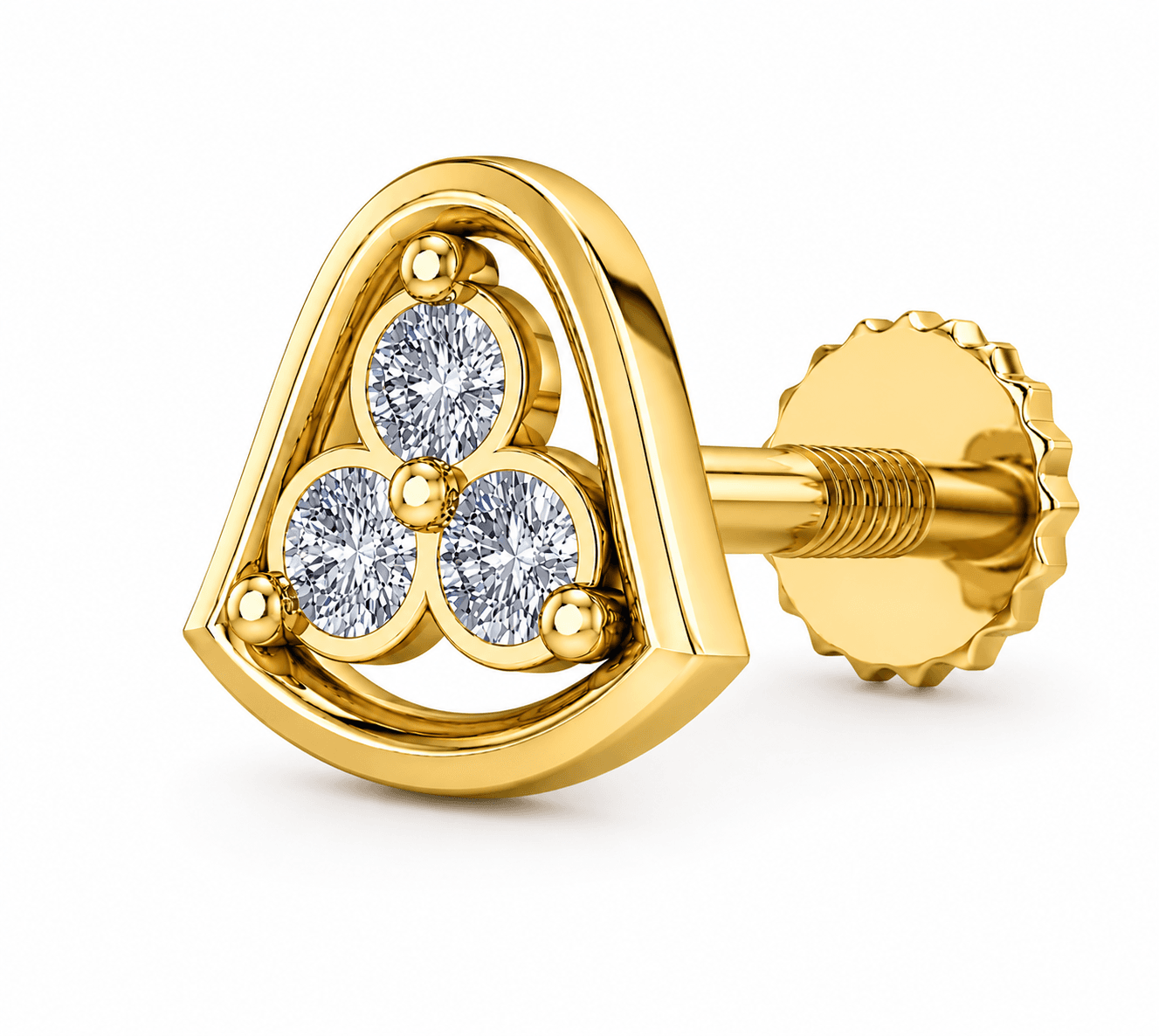 Celestia Trio Nosepin , Yellow Gold , 18 K