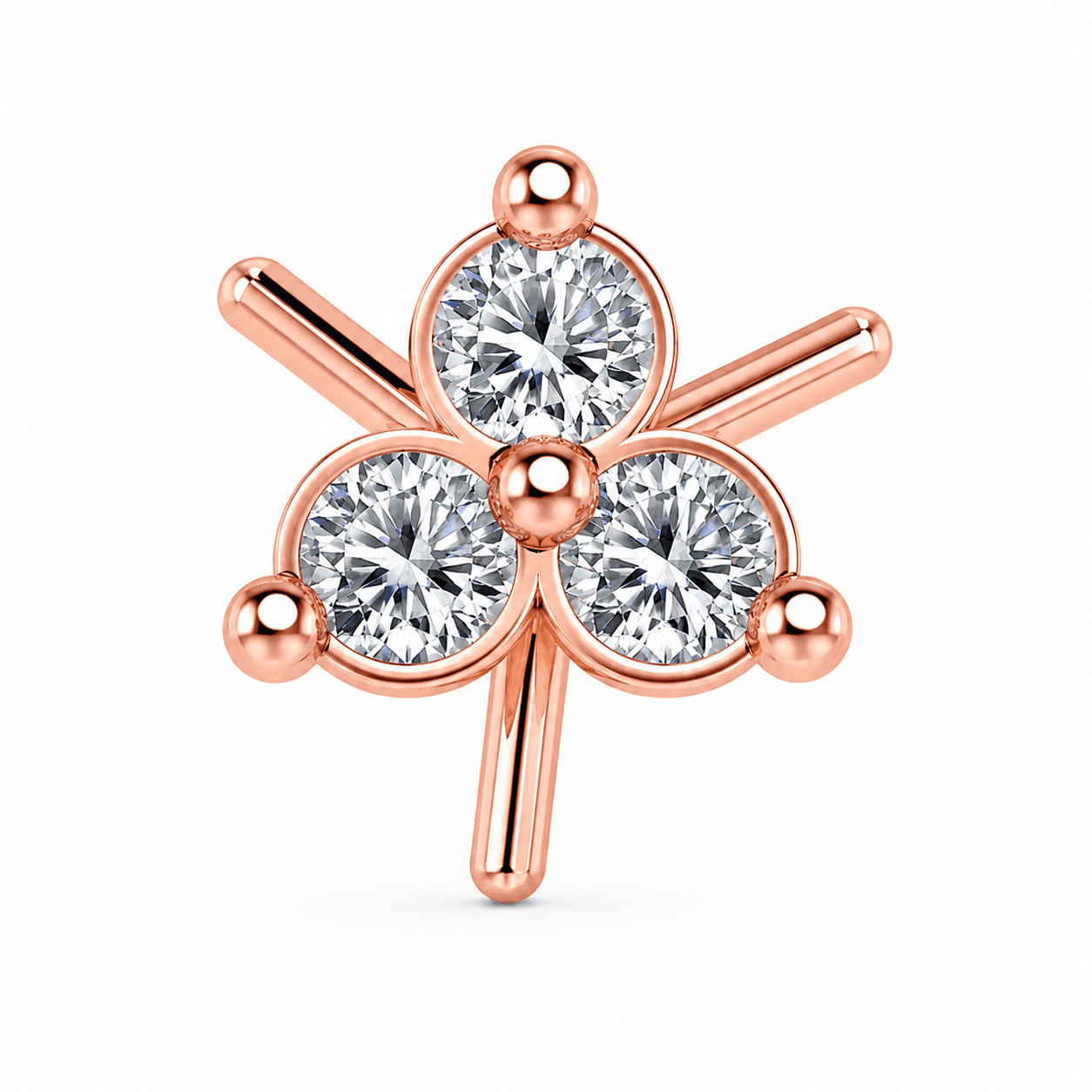 floral Nose Pin , Yellow Gold , 18 K