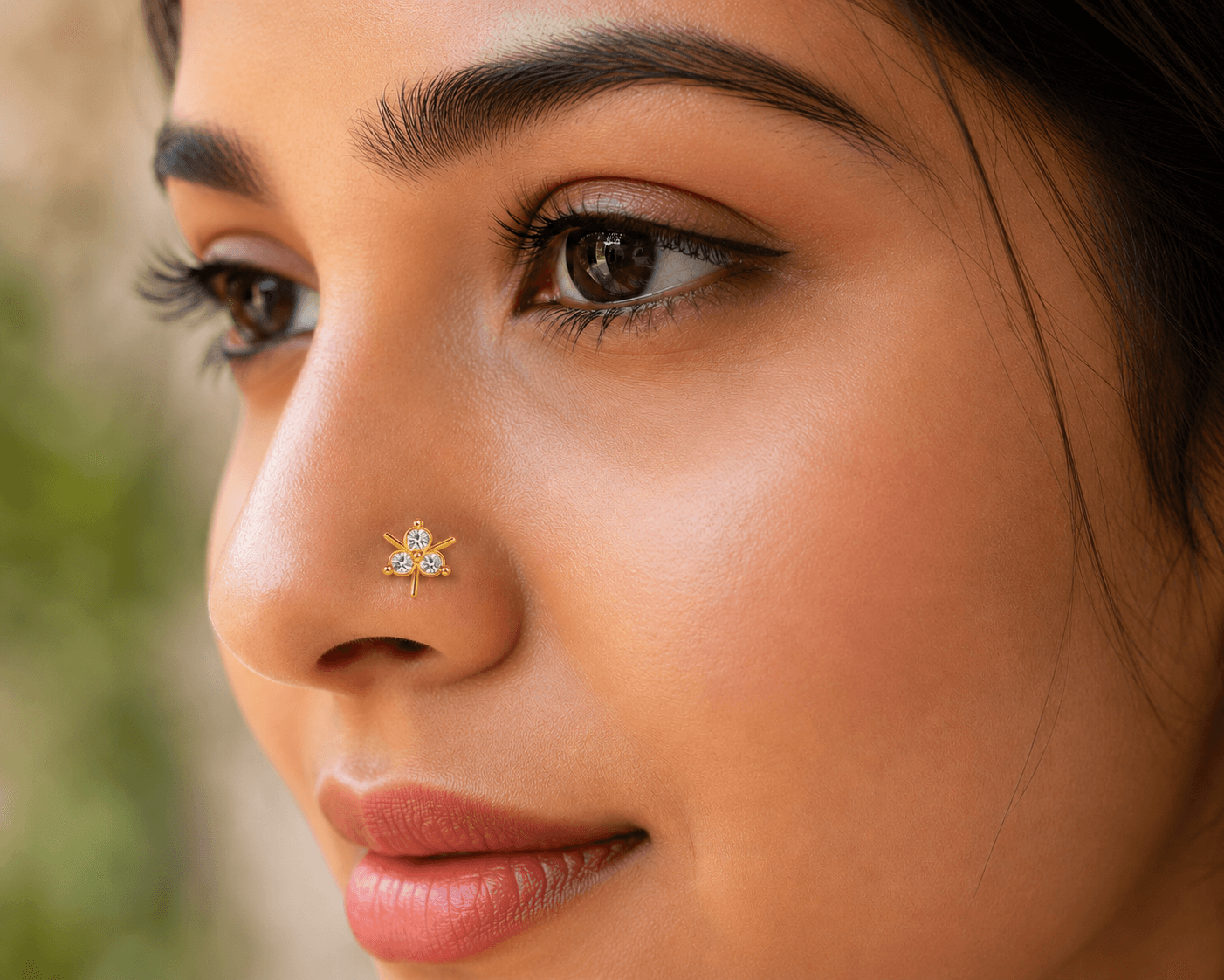 floral Nose Pin , Yellow Gold , 18 K