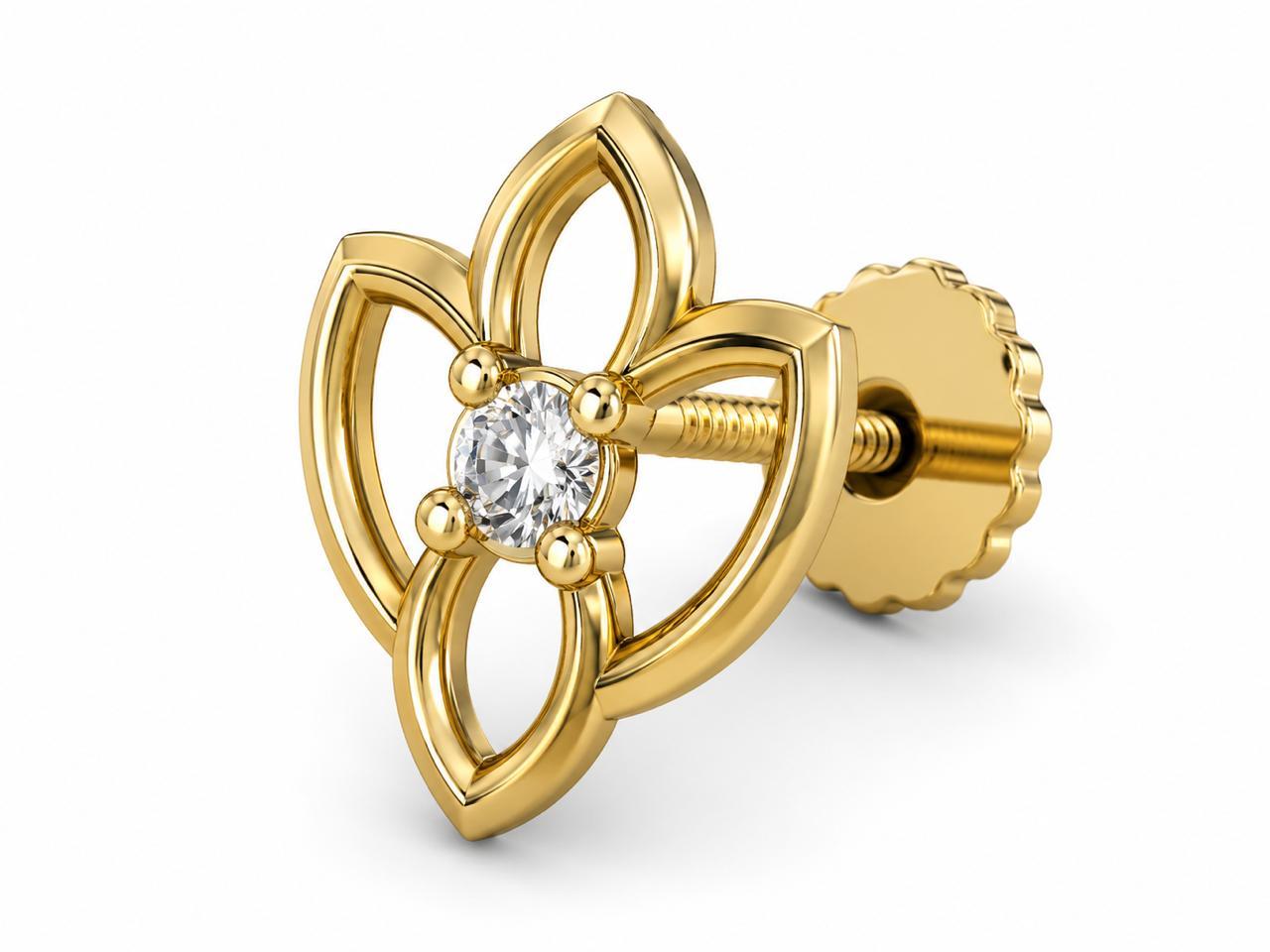 Petal Bloom Nose Stud , Yellow Gold , 18 K