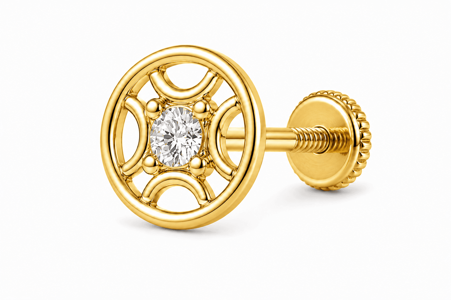 Orbit Diamond Nose Pin , Yellow Gold , 18 K