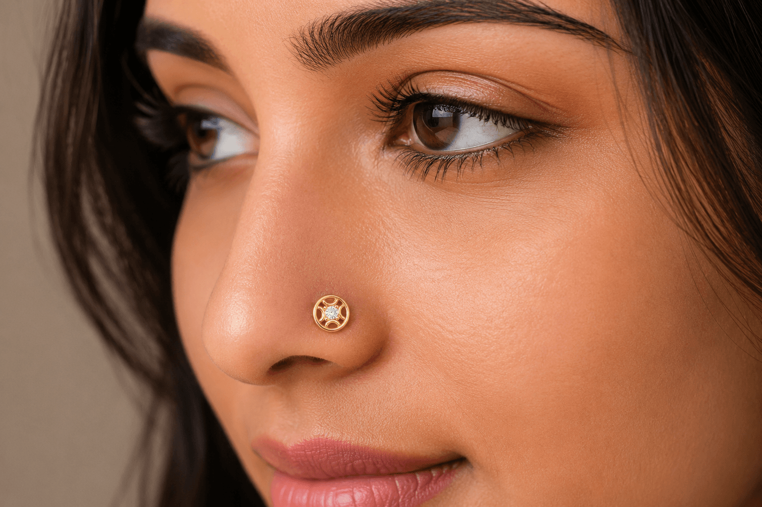 Orbit Diamond Nose Pin , Yellow Gold , 18 K