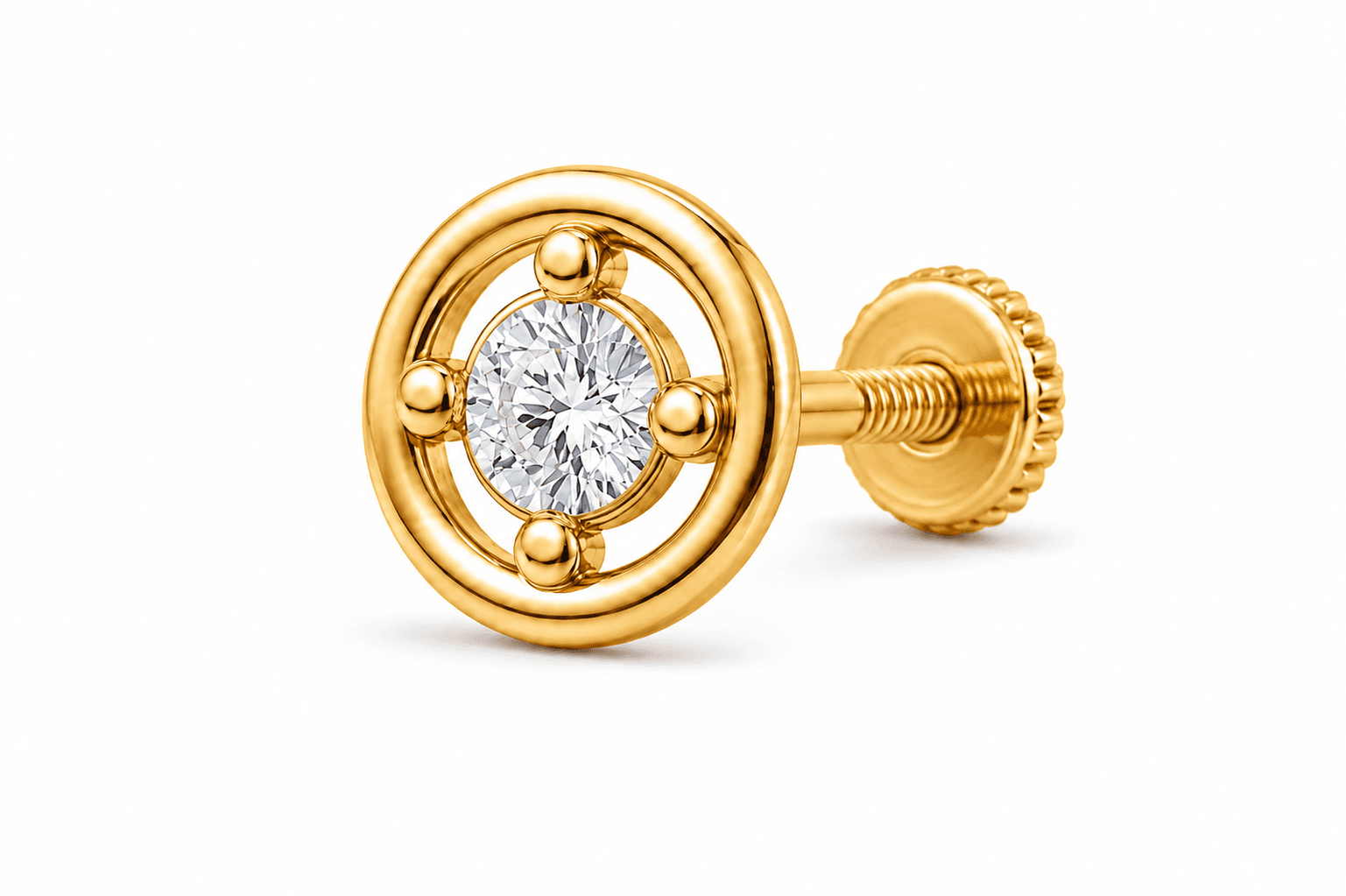 Stellar Diamond Nose Pin , Yellow Gold , 18 K