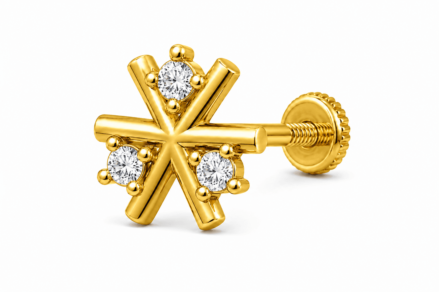 The Prism Linear Nosepin , Yellow Gold , 18 K