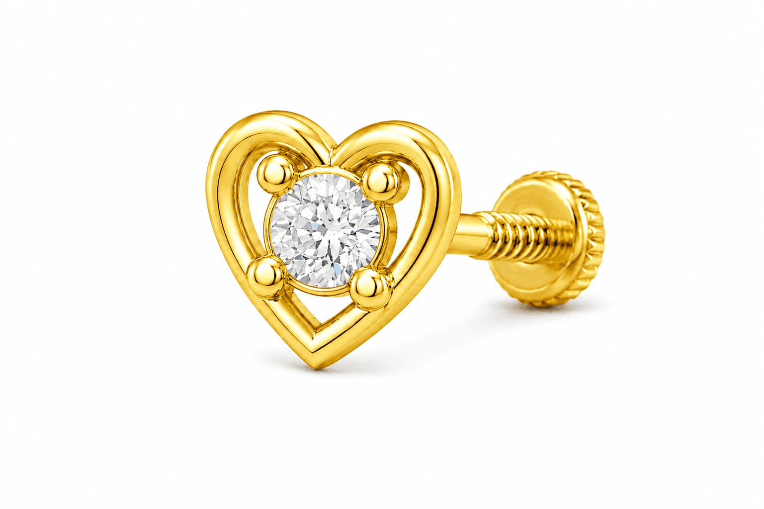 HeartGlow Diamond Nose Pin , Yellow Gold , 18 K
