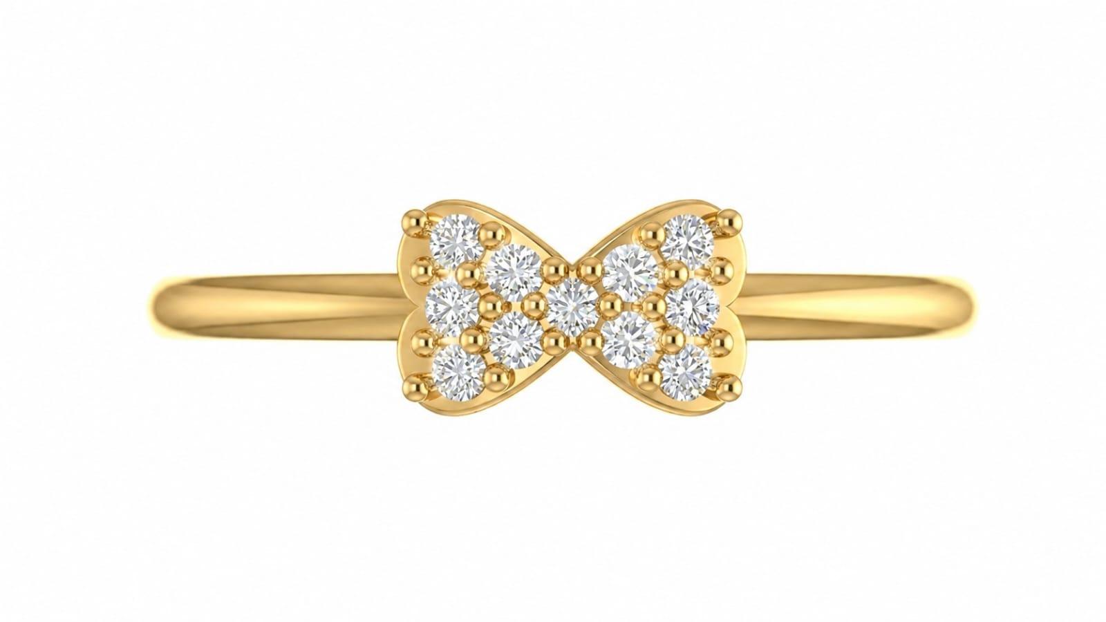 Bow Motif Ring , 7MM , 18 K , Yellow Gold