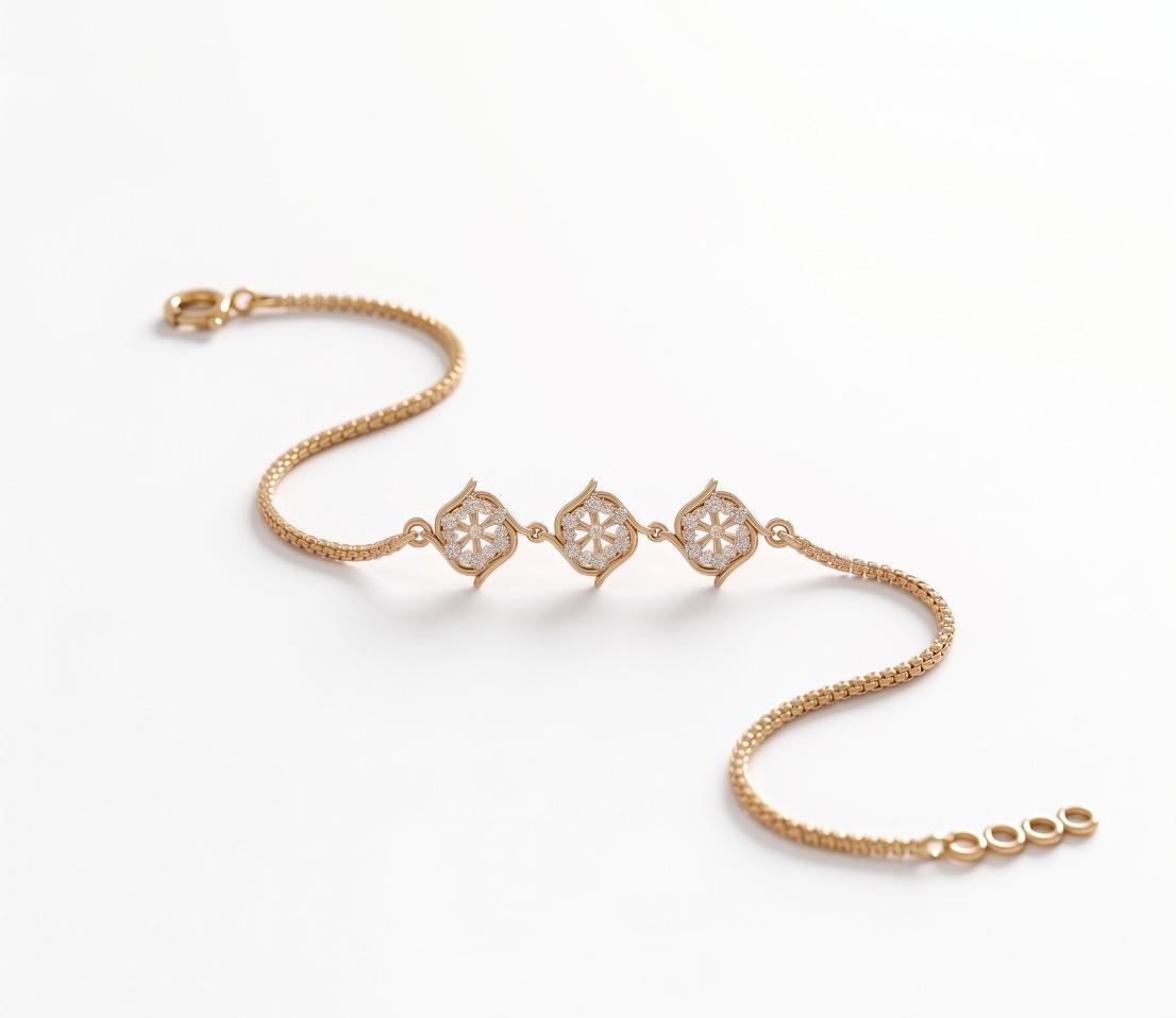 Flora Bracelet , 5.5 Inch , Yellow Gold , 18 K