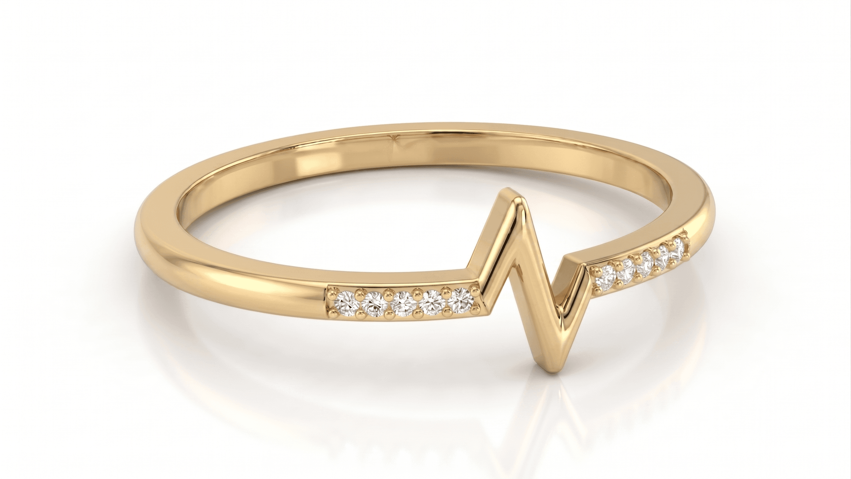 heartbeat ring , 7MM , 18 K , Yellow Gold
