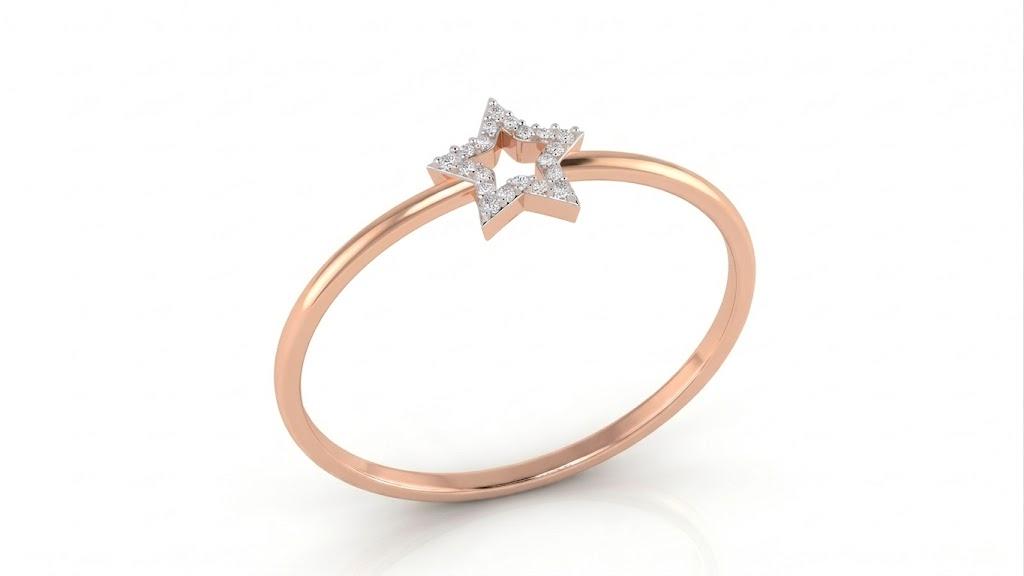 star diamond ring , 7MM , 18 K , Yellow Gold