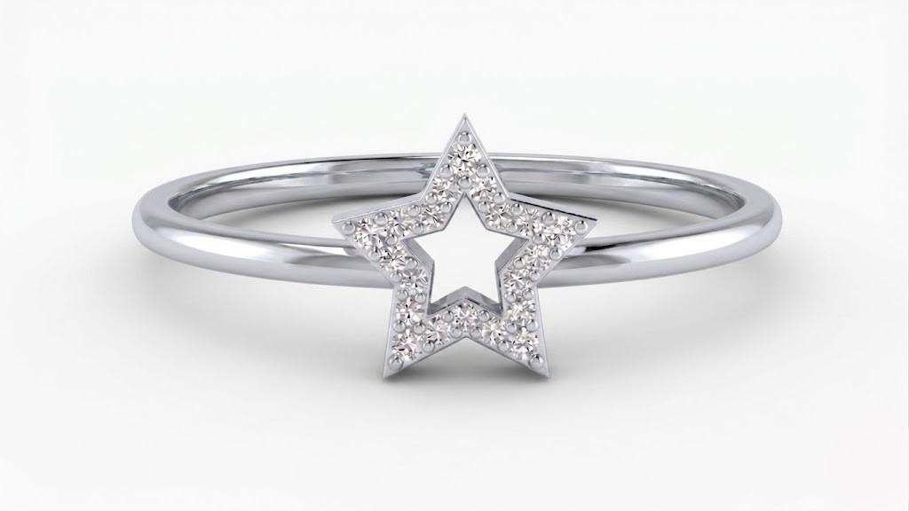 star diamond ring , 7MM , 18 K , Yellow Gold