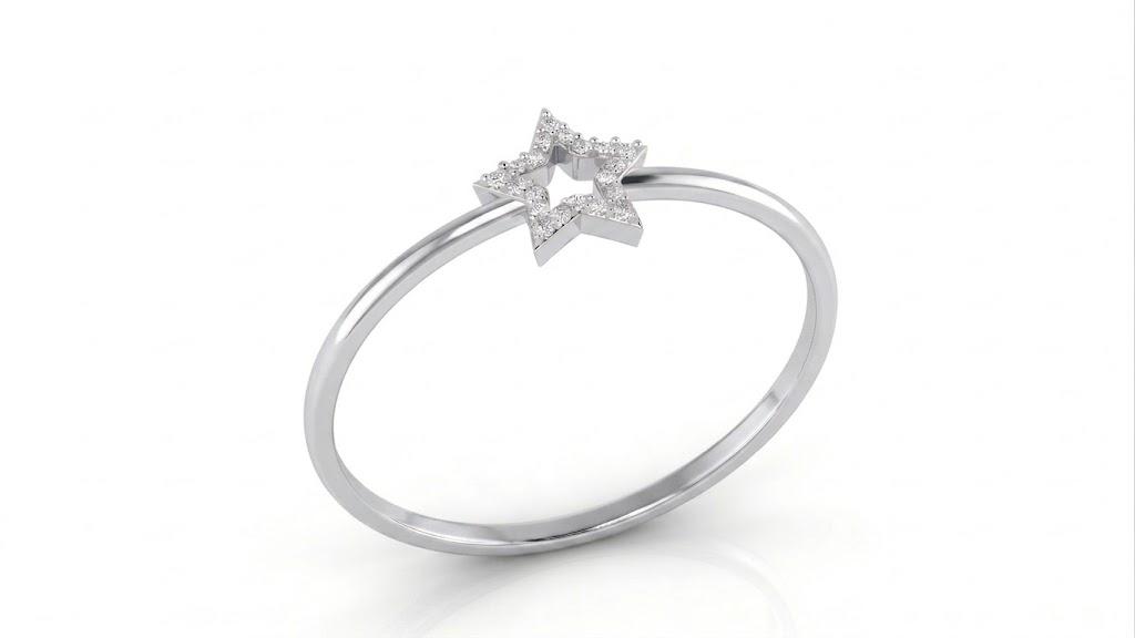 star diamond ring , 7MM , 18 K , Yellow Gold