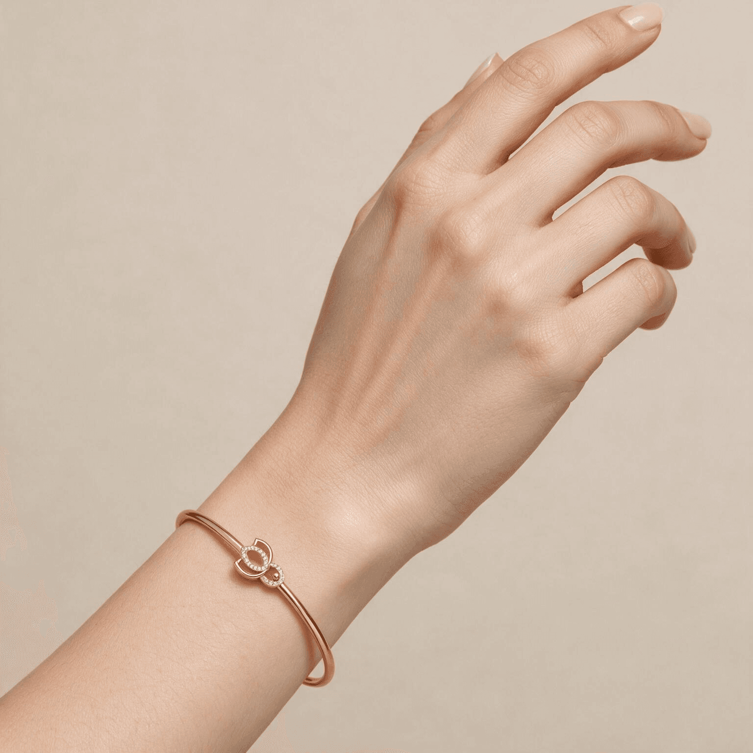 Lotus Open Diamond Bangle , Yellow Gold , 1.2 Inch , 18 K