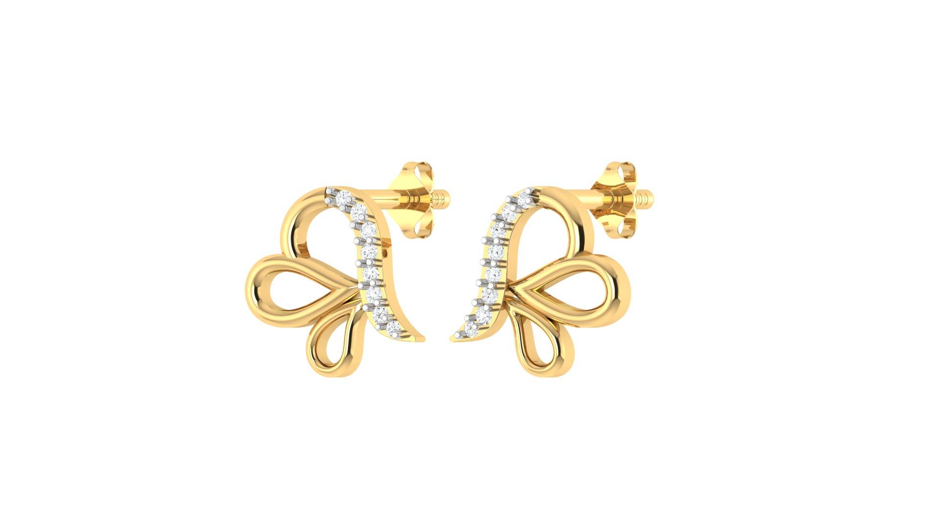 Lumi Diamond Stud , Yellow Gold , 18 K
