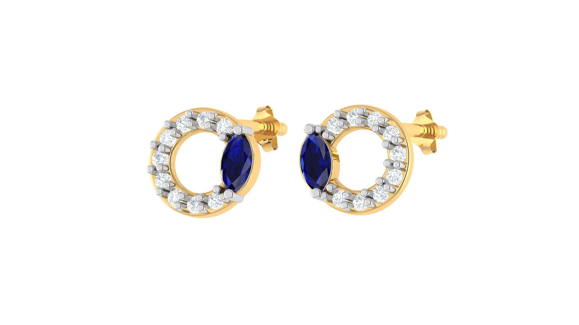 Royal Halo Diamond Studs , Yellow Gold , 18 K