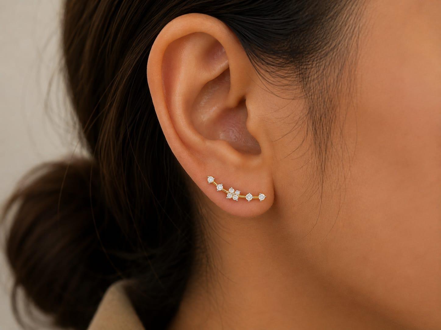 Celeste Diamond Drops Earring , Yellow Gold , 18 K