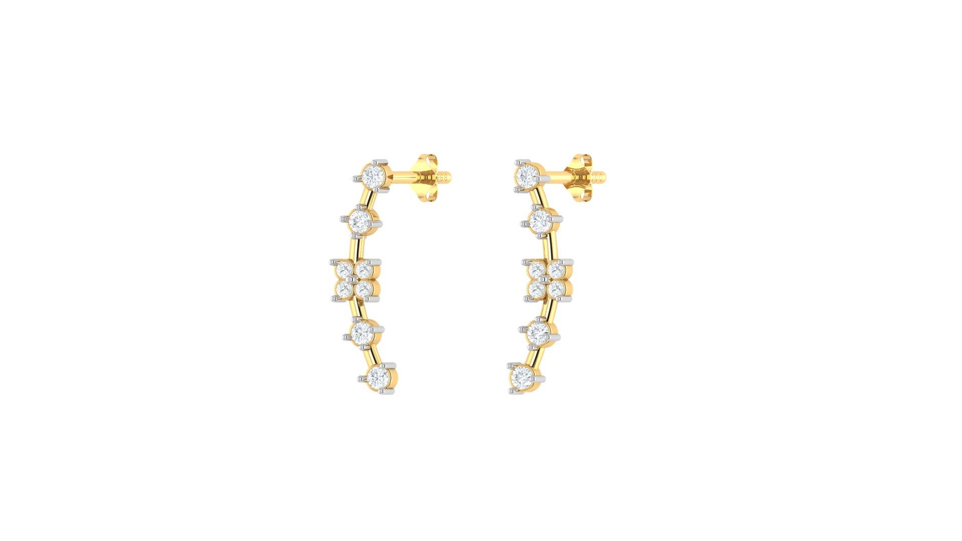 Celeste Diamond Drops Earring , Yellow Gold , 18 K