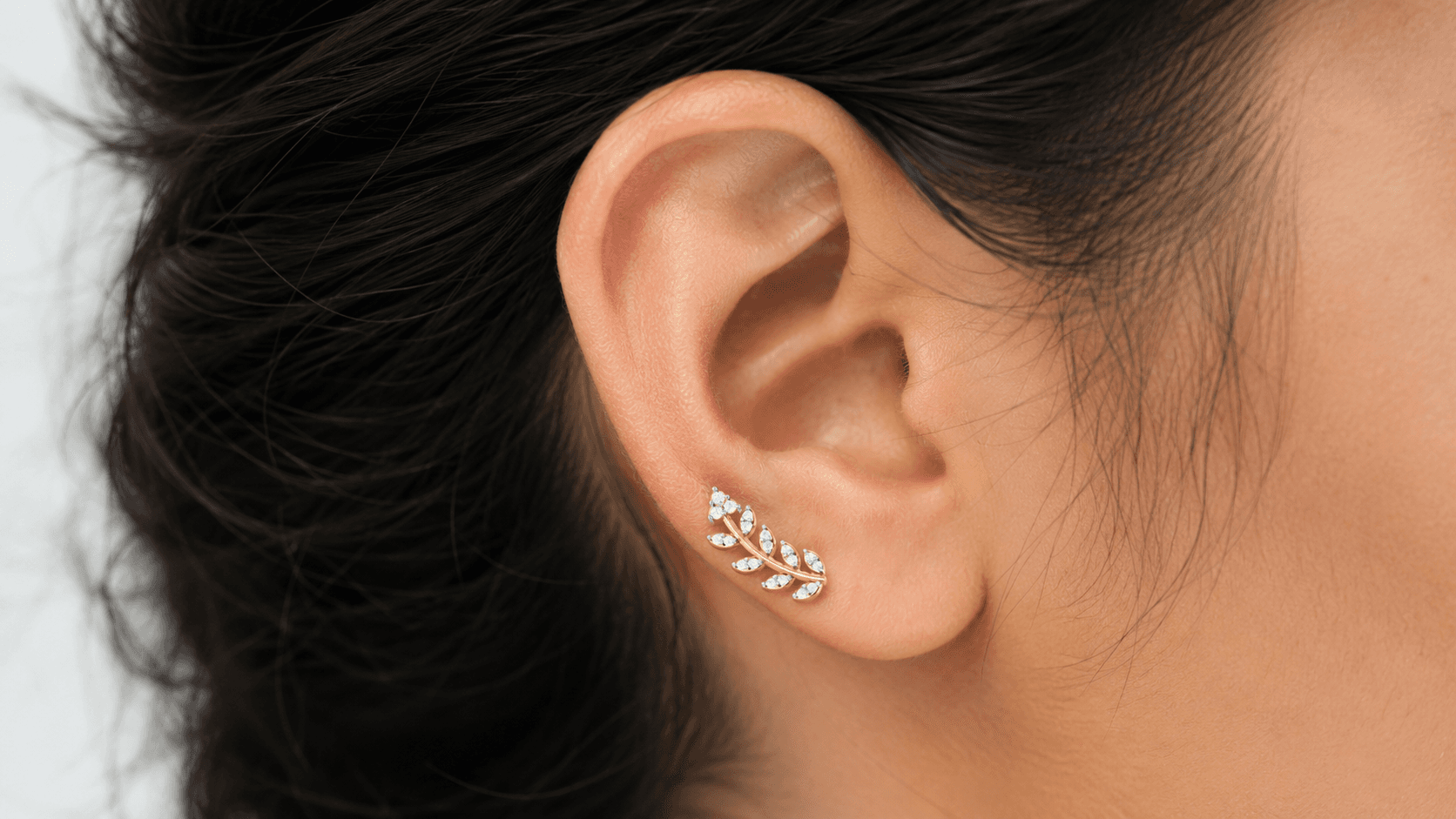 Elara Leaf Diamond Earrings , Yellow Gold , 18 K