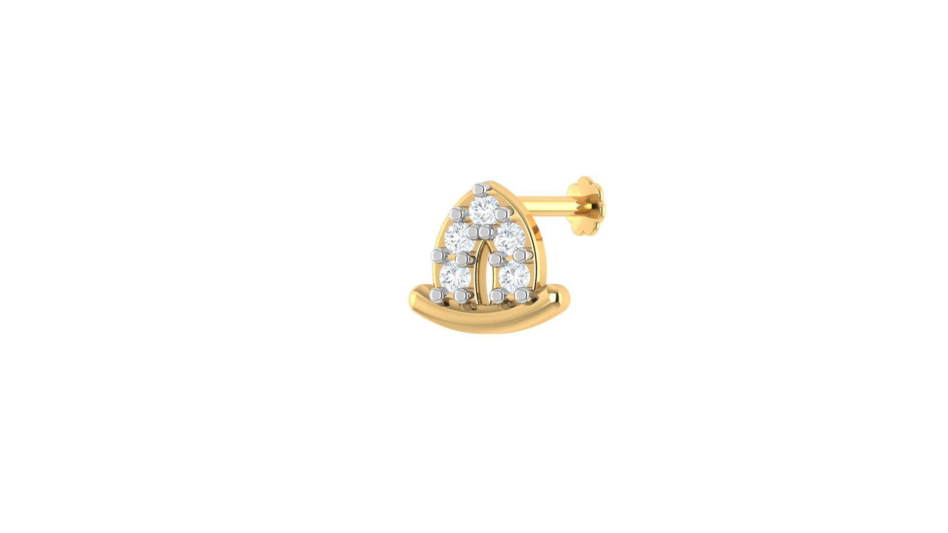 Pave Diamond Nosepin , Yellow Gold , 18 K