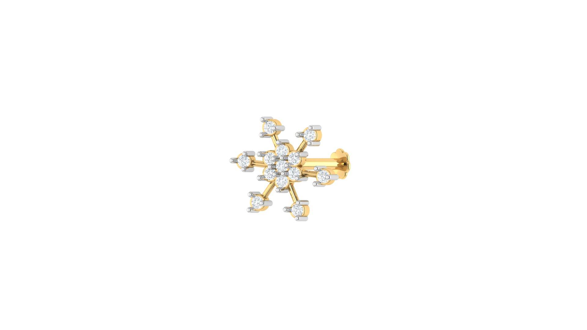 Snowburst Diamond Nosepin , Yellow Gold , 18 K