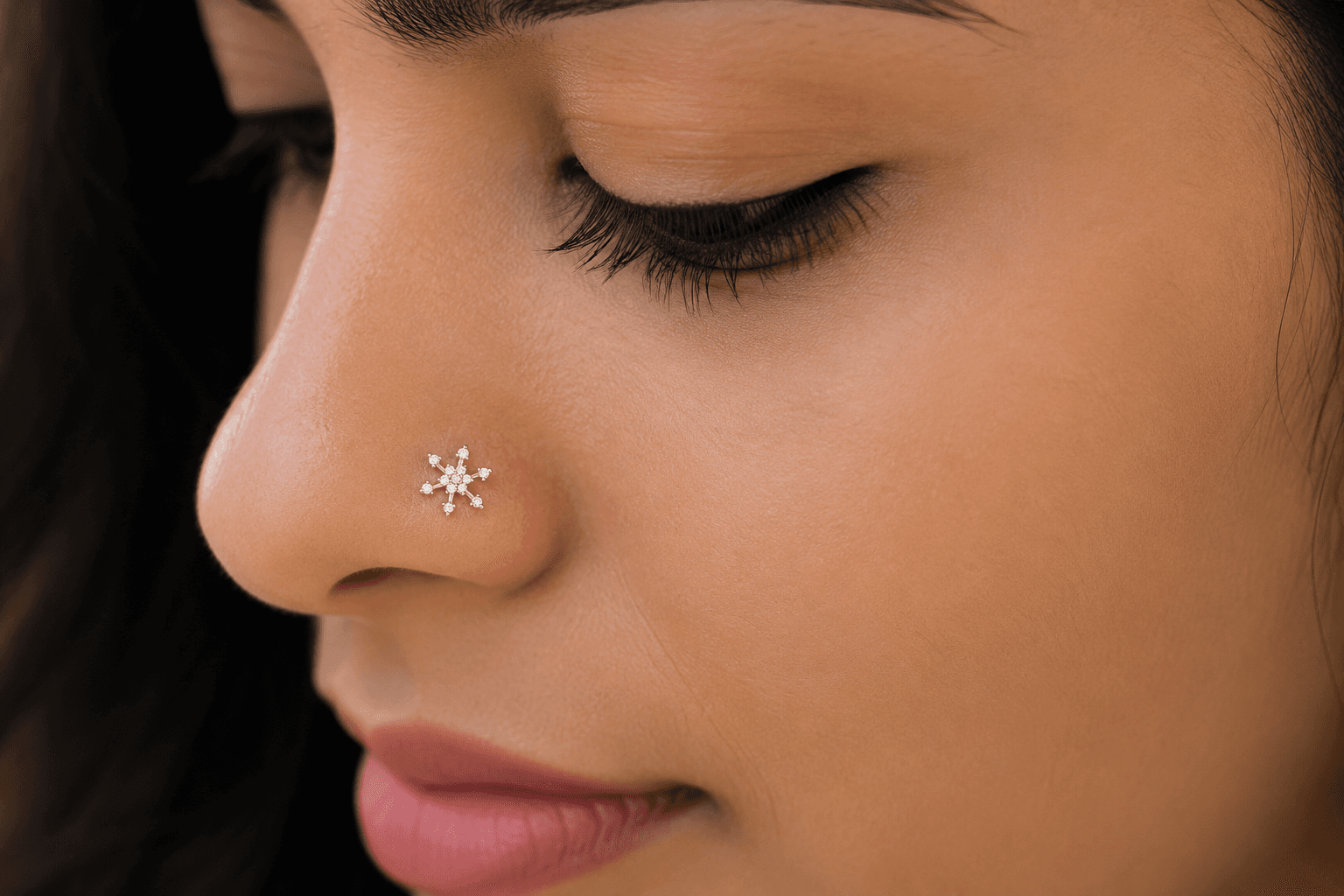 Snowburst Diamond Nosepin , Yellow Gold , 18 K