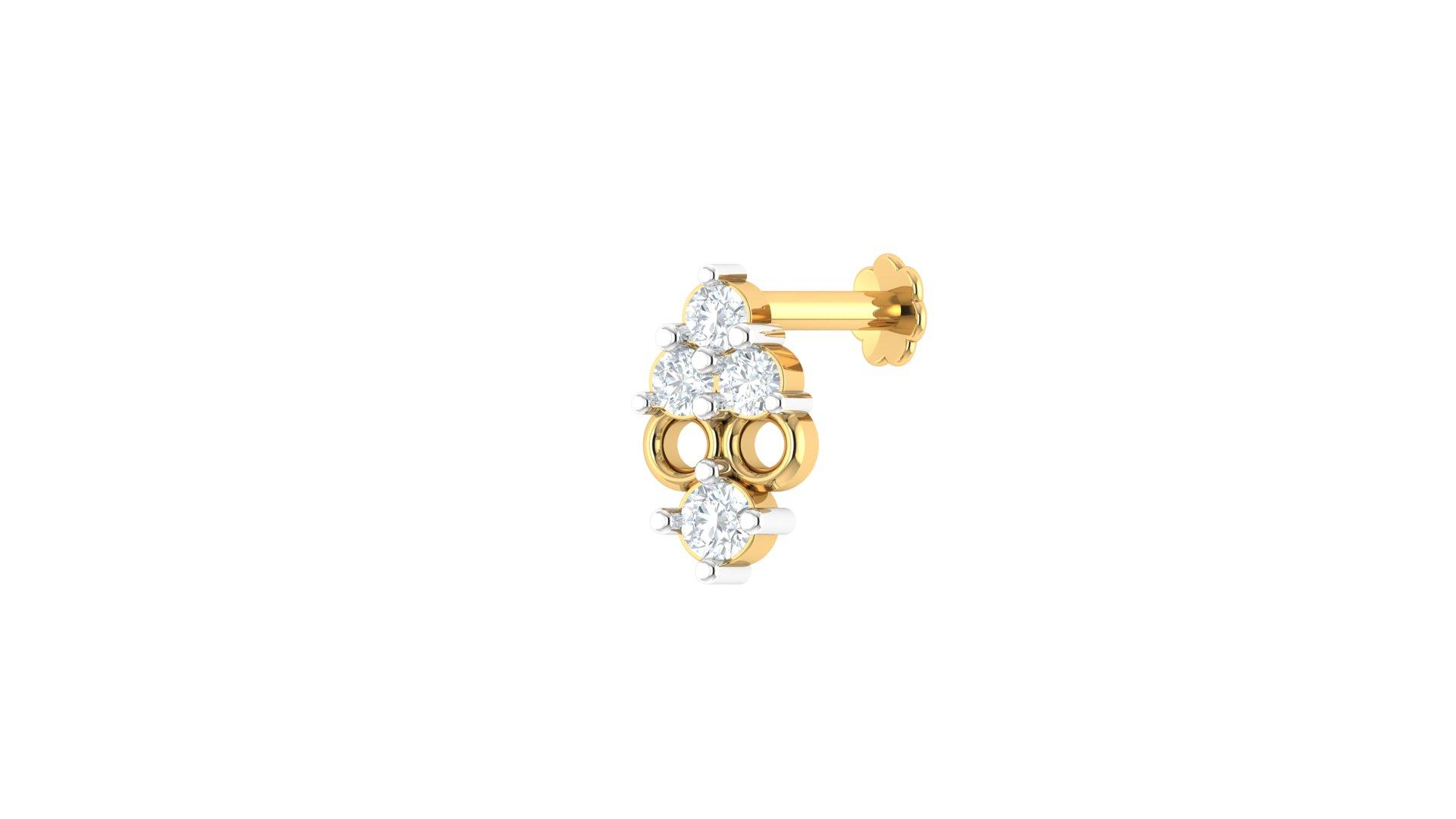 Flora Grace Diamond Nosepin , Yellow Gold , 18 K